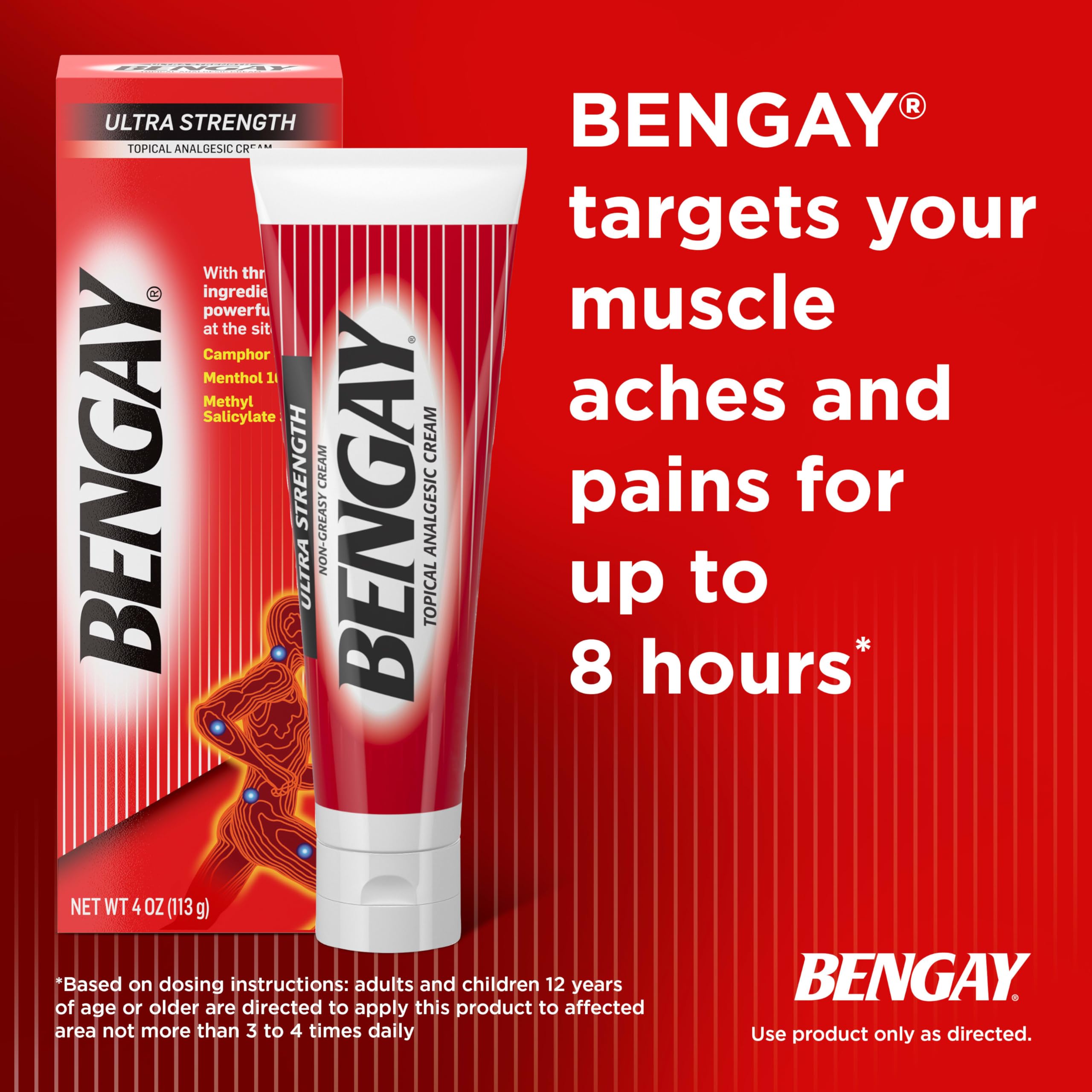 Bengay Ultra Strength Topical Pain Relief Cream, Non-Greasy Topical Analgesic for Minor Arthritis, Muscle, Joint and Back Pain, Camphor, Menthol and Methyl Salicylate, 4 OZ Bengay buy supplements canada