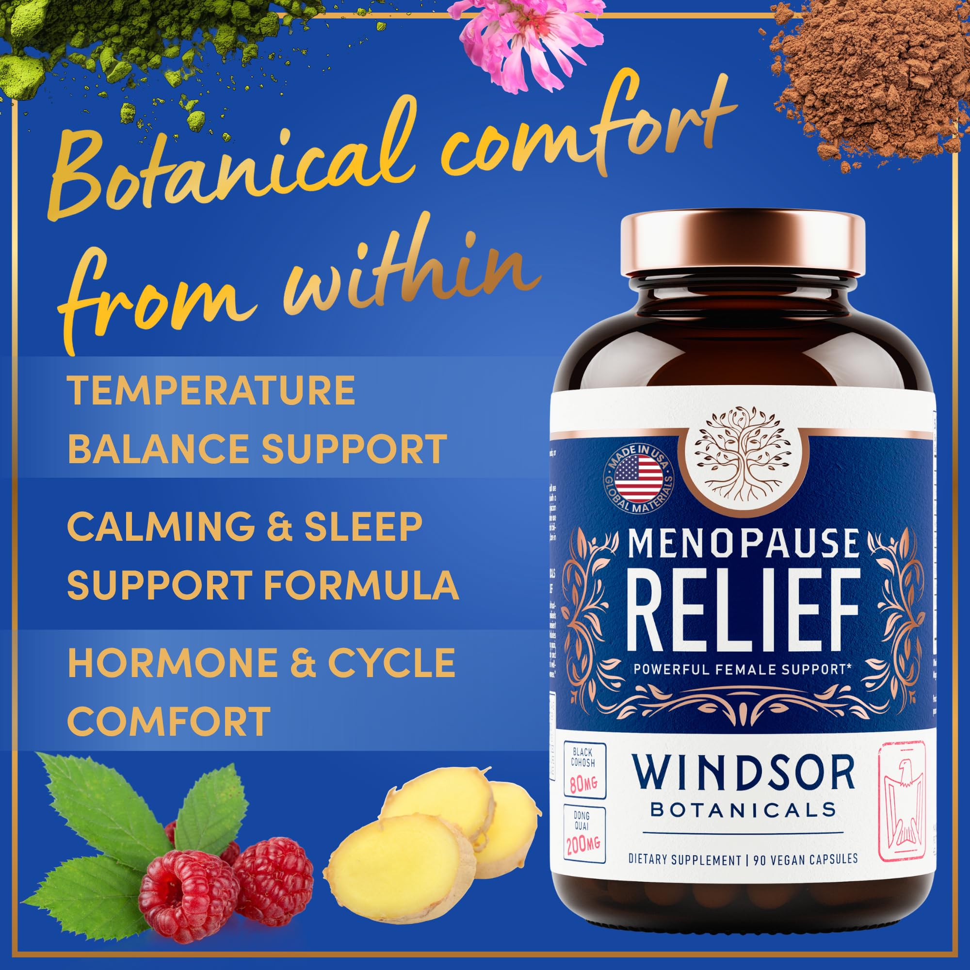 Menopause Supplements for Women - 5-HTP, Dong Quai, Black Cohosh for Menopause Hot Flashes, Night Sweats Relief Support - Womens Pre Meno Premenopausal Perimenopause Supplement - 90 Caps WINDSOR BOTANICALS buy supplements canada