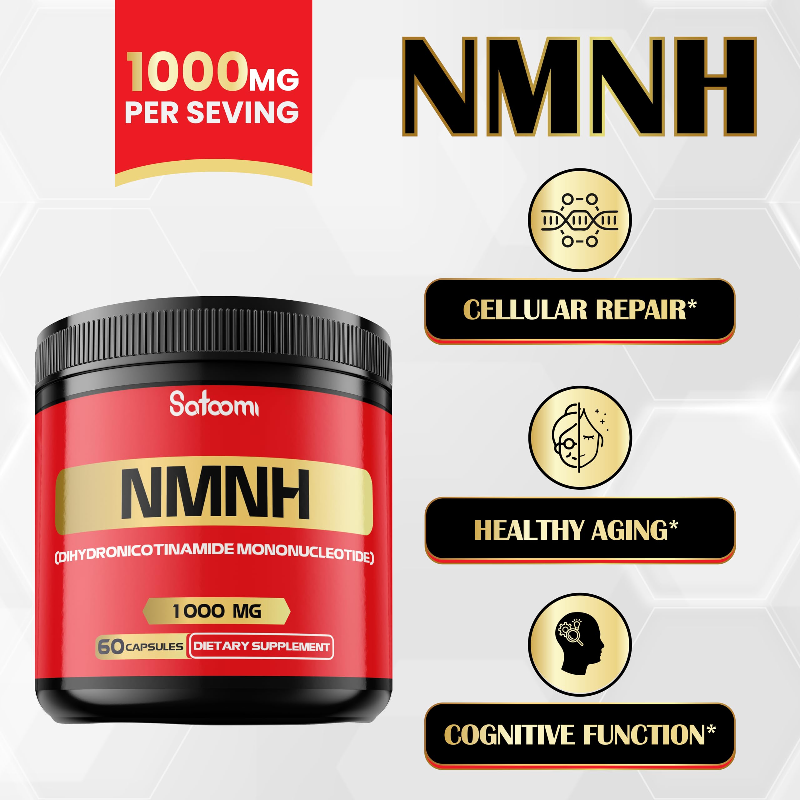 NMNH (Dihydronicotinamide Mononucleotide) -NMN Supplement Alternative - 1000mg per Serving NAD Supplement to Support NAD - 60 Capsules - 30 Days Supply Satoomi buy supplements canada