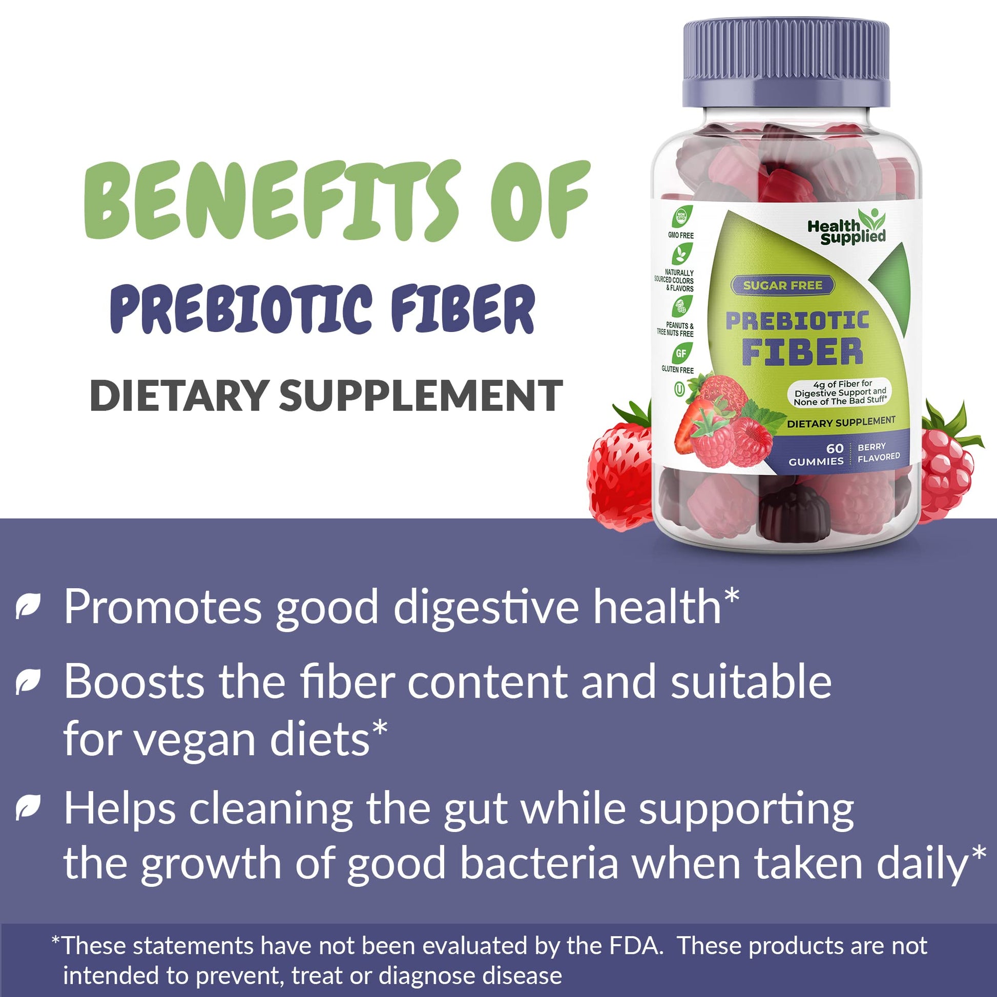 Fiber Prebiotic Gummies Sugar Free, Keto Friendly | Gut Cleansing, Digestive Health Regularity Health Supplied buy supplements canada