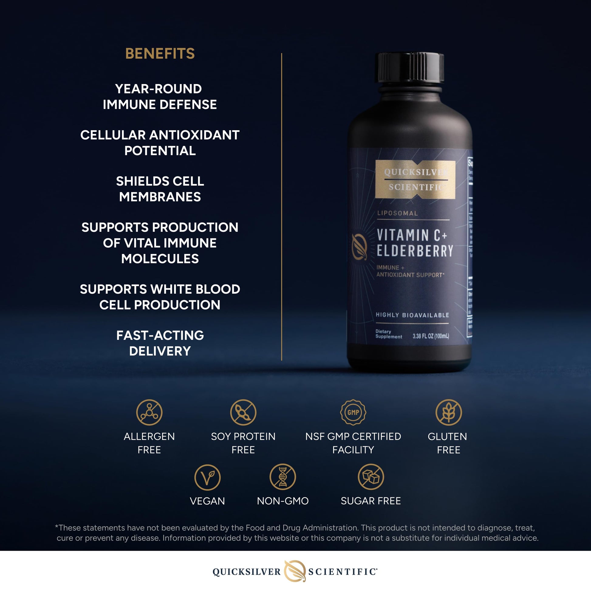 Quicksilver Scientific Liposomal Vitamin C + Elderberry - 1000mg with Superior Absorption Technology & Tocotrienols - Antioxidant & Immune Support Tonic (100ml), 1 Item Quicksilver Scientific buy supplements canada