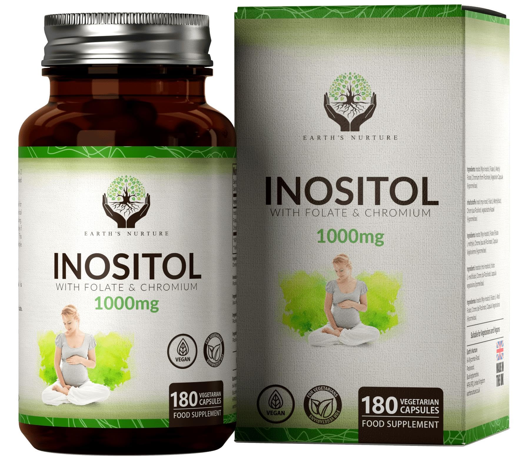 EN Myo-Inositol Chromium & Folate Blend | 1000mg Myo Inositol Per Serving | 180 Vegan Earth's Nurture buy supplements canada