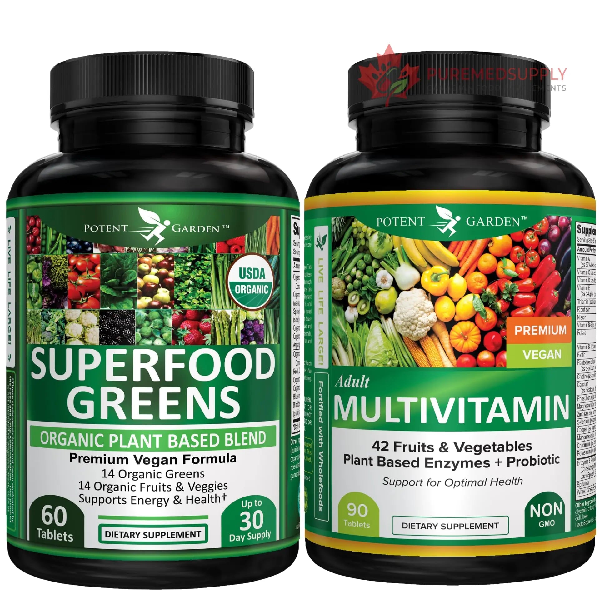 Potent Garden Daily Nutrition Bundle – Superfood Greens + Multivitamin Potent Garden buy supplements canada