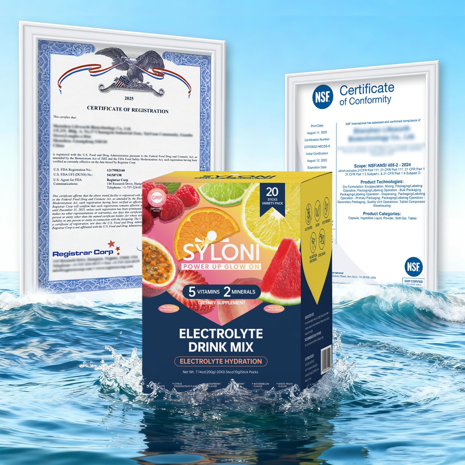 Syloni Electrolytes Powder Packets, Trial Variety Pack(20 Sticks), Sugar Free Hydration Packets Electrolyte Drink Mix with 7 Vitamins and Electrolytes Syloni buy supplements canada
