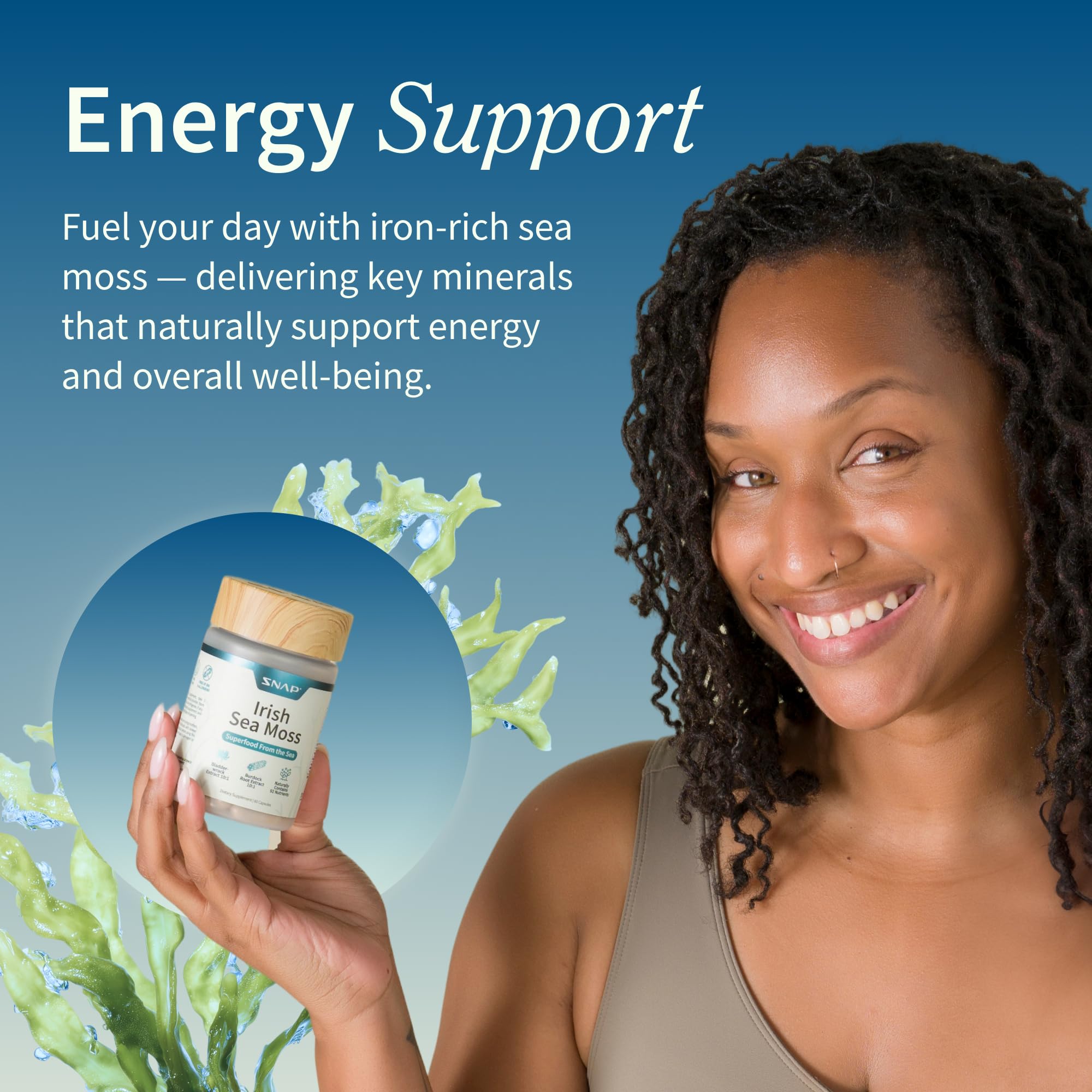 Snap Supplements Irish Sea Moss with Bladderwrack, Burdock Root & Iodine – Natural Sea Moss Supplement to Support Gut Health, Energy & Healthy-Looking Skin, 60 Vegan Capsules (1 Month Supply) Snap Supplements buy supplements canada
