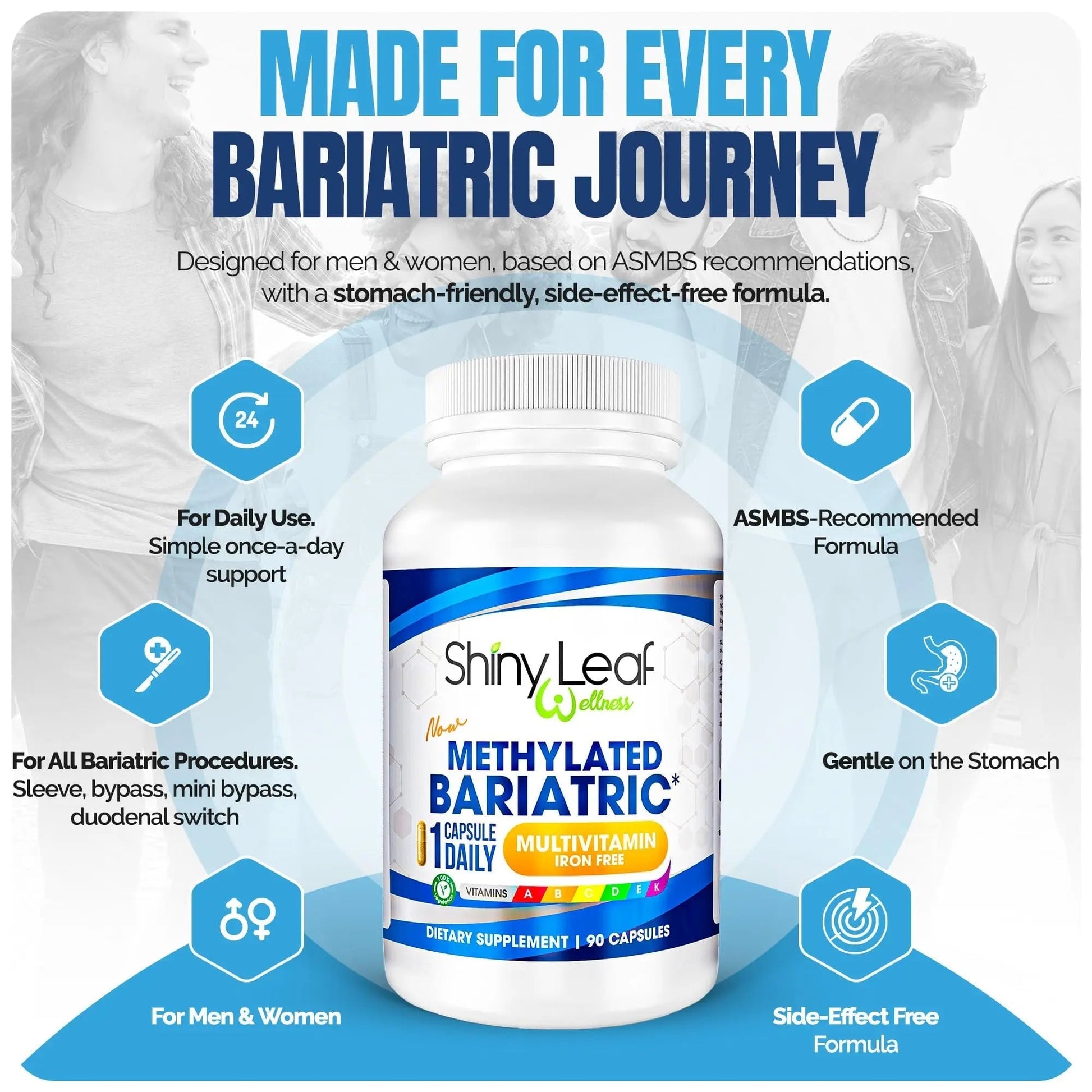 Shiny Leaf Methylated Bariatric Multivitamin Without Iron – Vitamins for Gastric Bypass & Sleeve, 1 Daily Capsule W Methylated Folate, B12, A, C, D, K Shiny Leaf buy supplements canada
