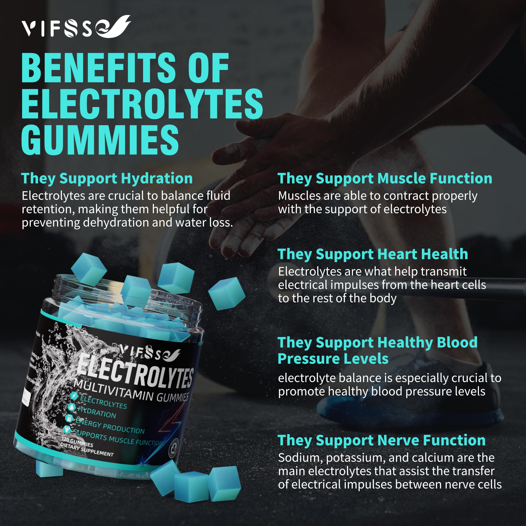 VIFSSG Electrolytes Gummies No Sugar, 120 Chewable Electrolyte Gummies with 6 Electrolytes for Runners and Endurance Sports, Refreshing Blue Raspberry, Hydration Electrolyte Chews, 1 Pack VIFSSG buy supplements canada