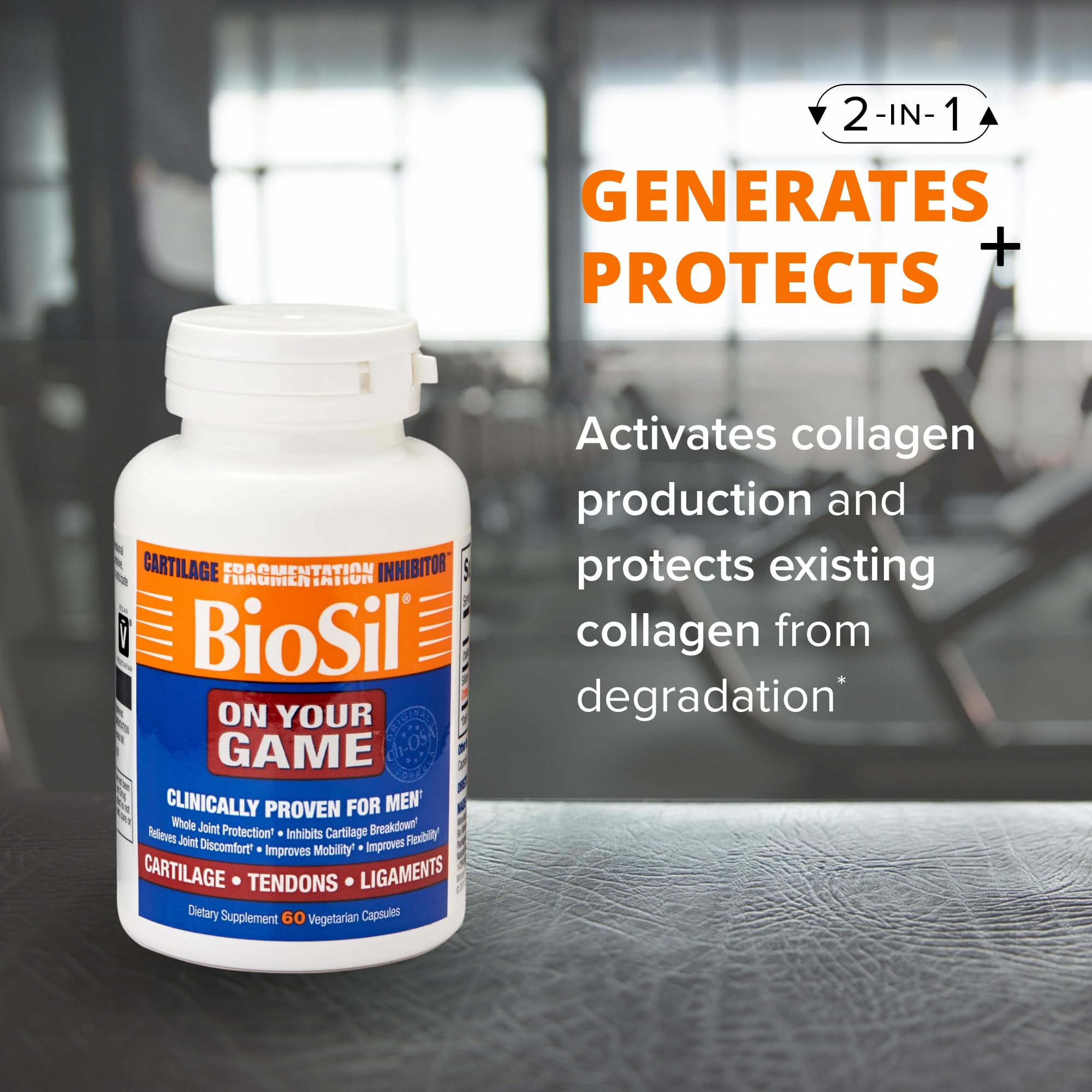 Biosil On Your Game - 60 Veggie Capsules, Pack of 2 - with Patented ch-OSA Complex - Increase Collagen Production for Joint Pain Relief, Flexibility & Range of Motion - GMO Free - 60-Day Supply Biosil buy supplements canada