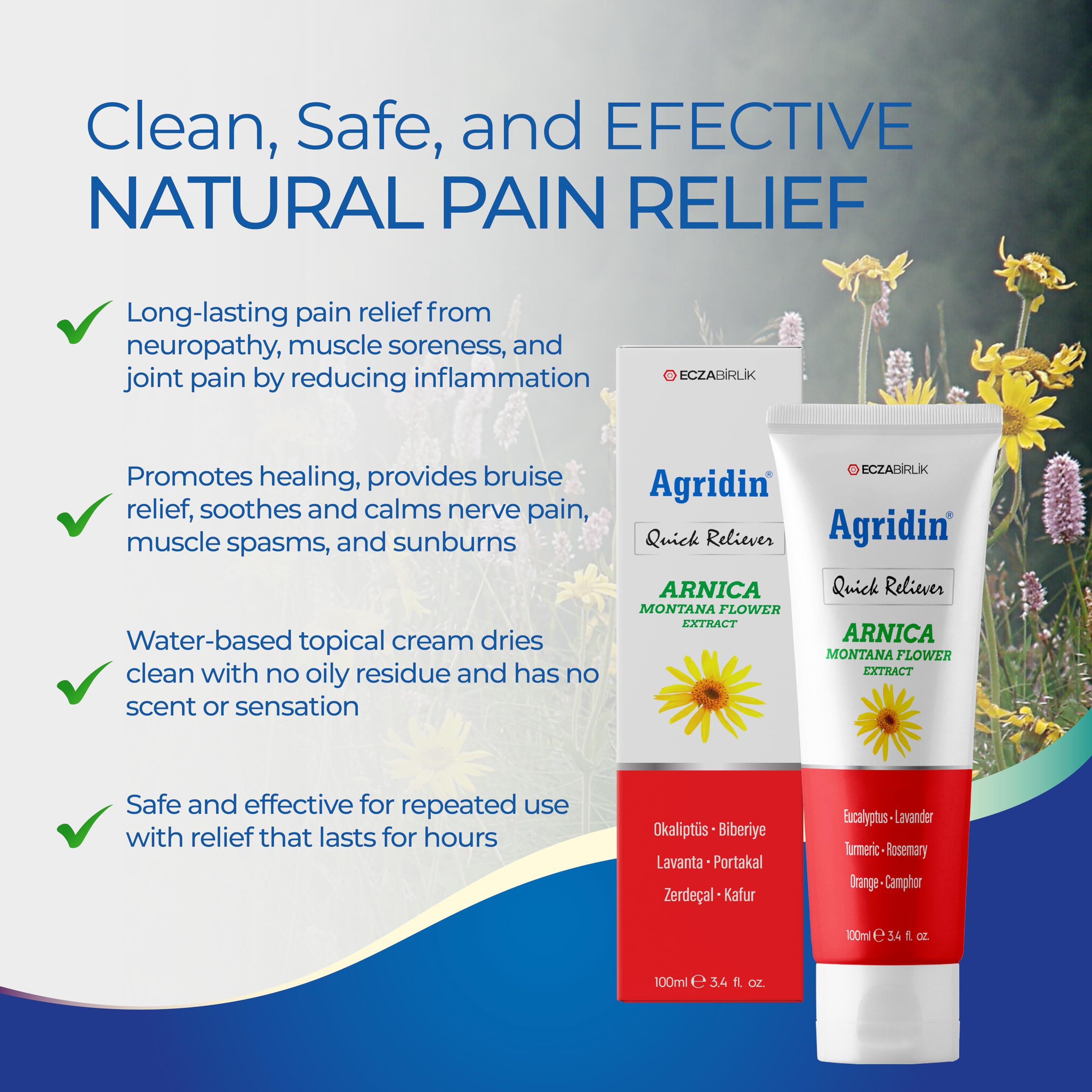 Agridin Arnica Pain Relief Cream for Joint & Muscle – Extra Strength Fast-Acting Formula – Targets Back, Knee, Neck, Hand, Foot Aches – Natural Massage Cream for Inflammation & Bruises Agridin buy supplements canada