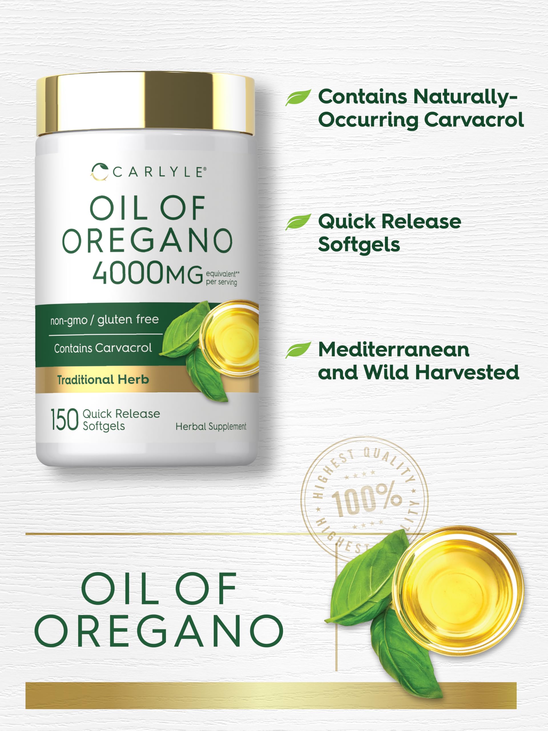 Carlyle Oregano Oil Supplement | 150 Softgel Capsules | Contains Carvacrol | Non-GMO & Gluten Free Formula Carlyle buy supplements canada