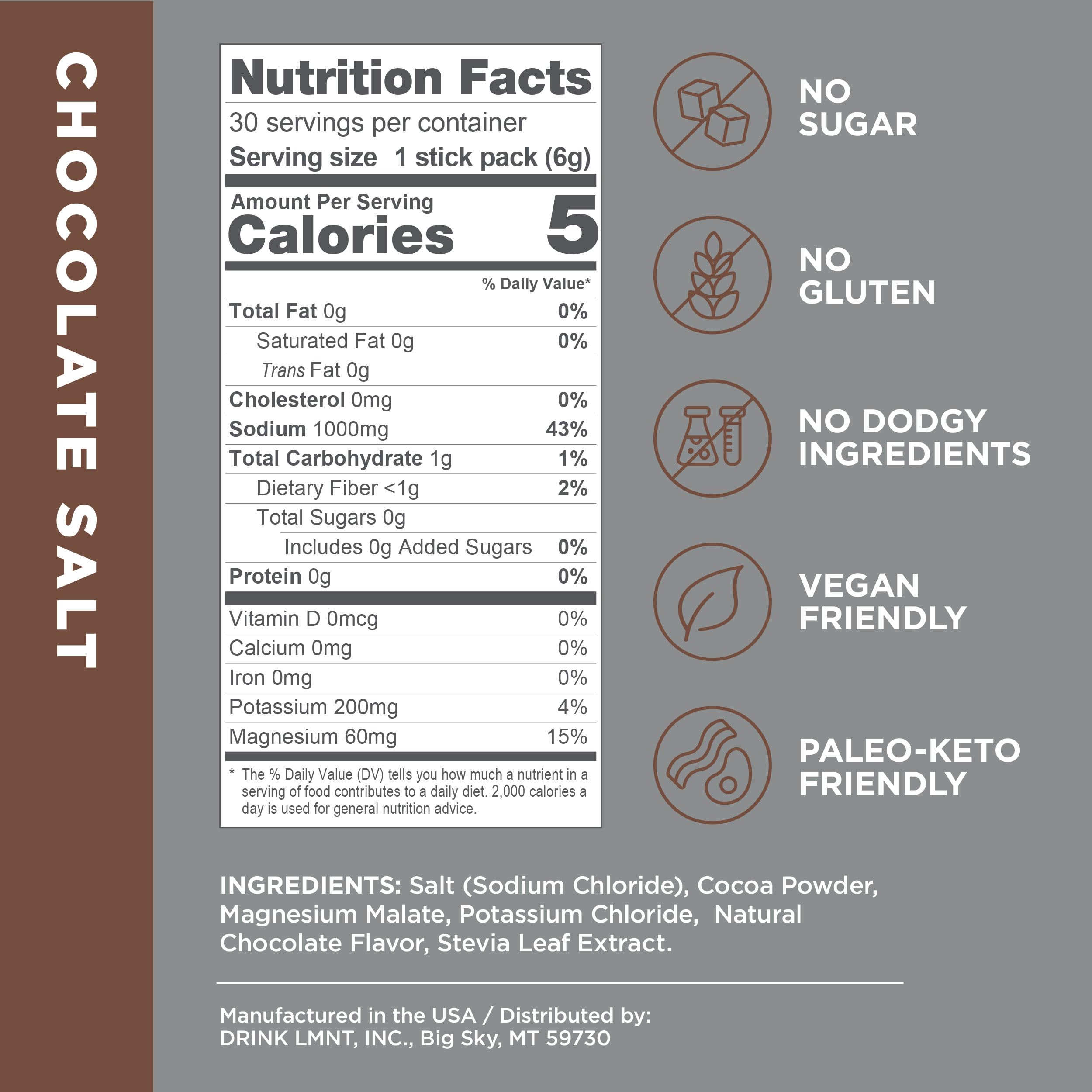 LMNT Zero-Sugar Electrolytes - Hot Chocolate Salt - Hydration Powder Packets Drink LMNT buy supplements canada