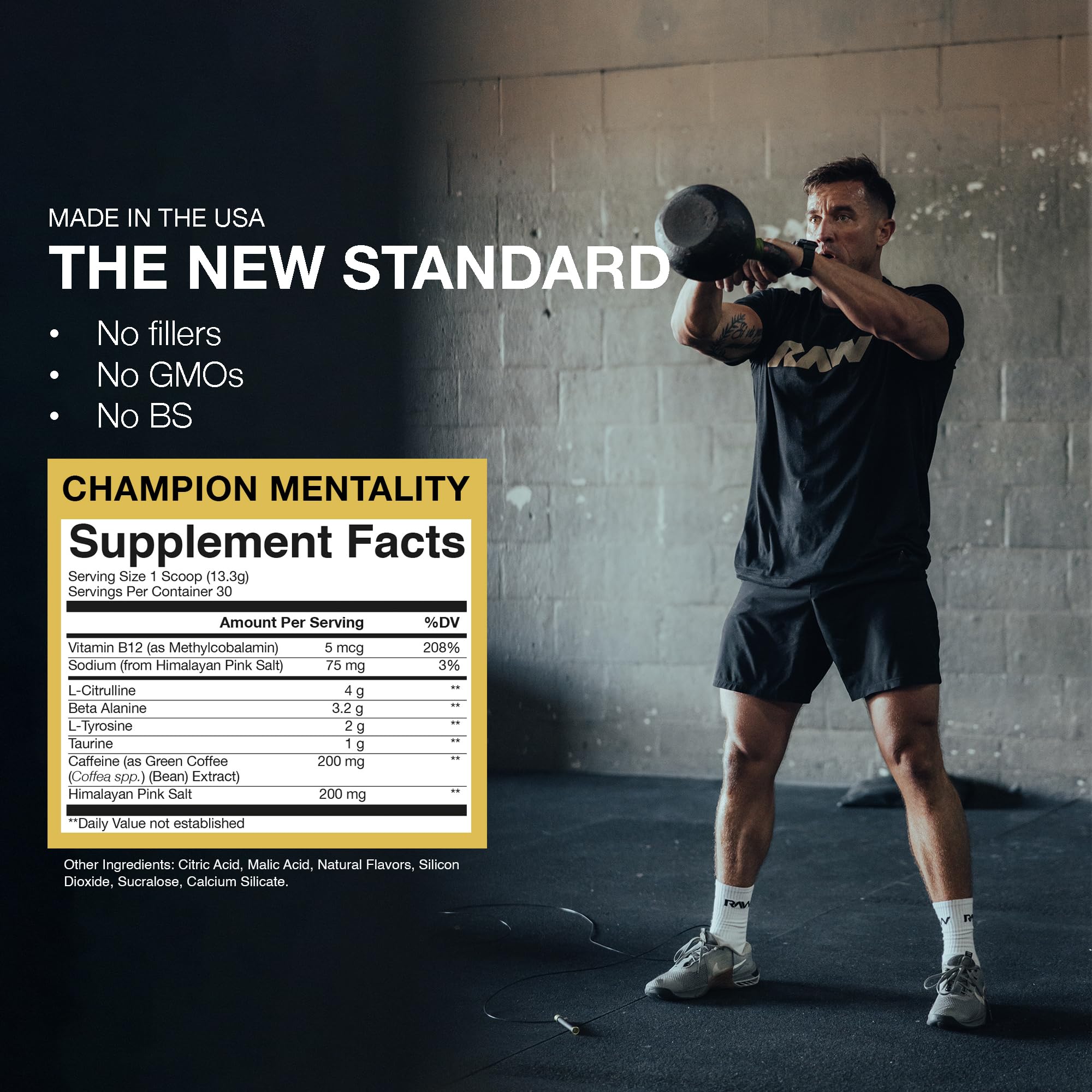 RAW Essential Pre-Workout Powder (Champion Mentality) - Chris Bumstead Sports Nutrition Supplement for Men & Women - Preworkout Energy Powder with Caffein RAW buy supplements canada