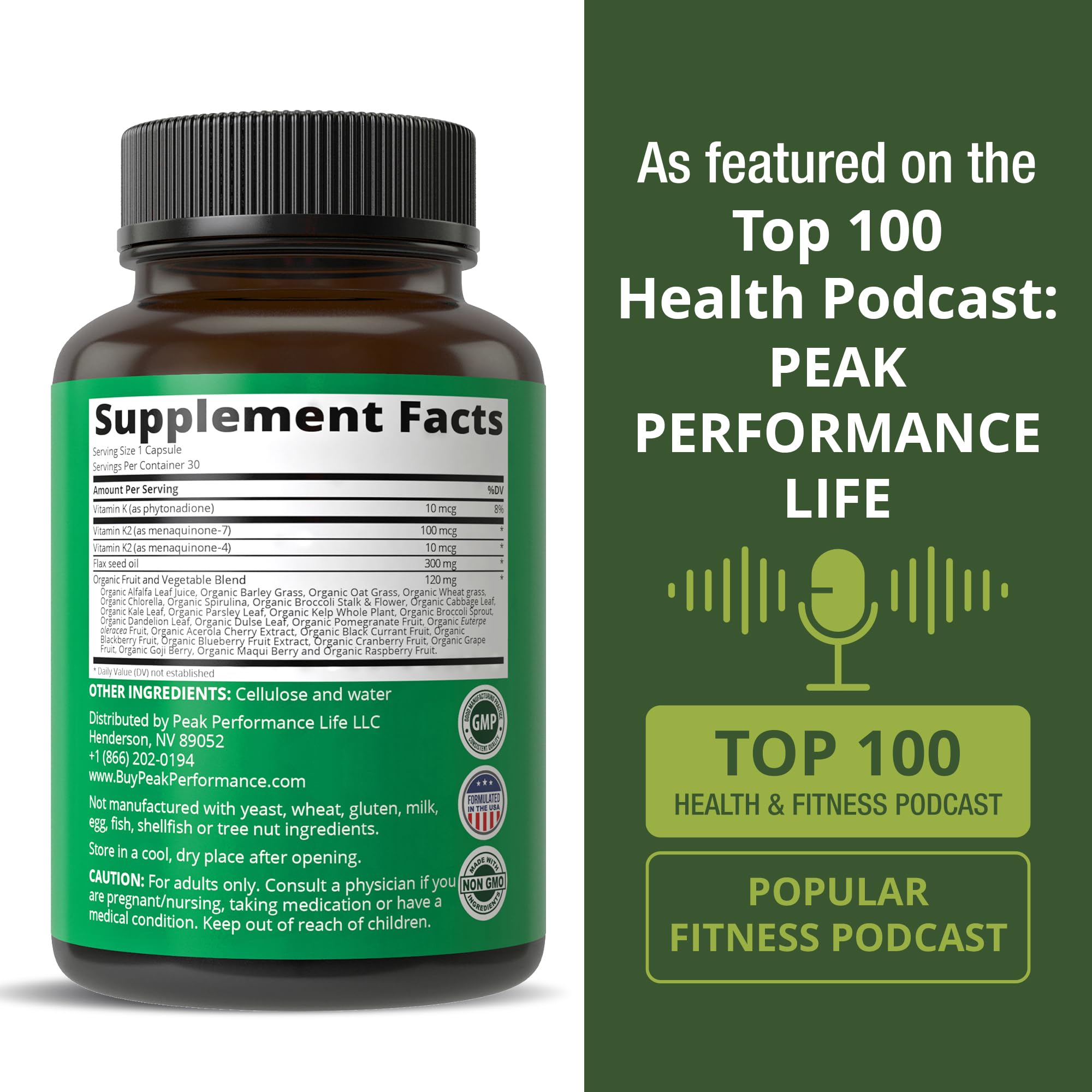 Vitamin K with Whole Food Blend of 25+ Vegetables and Fruits for Max Absorption. Vegan Capsules Supplement. Vitamins K1, K-2 MK4 + K2 Natto MK7. Alternative to Drops, Gummies. VIT K with K 2 and MK-7 Peak Performance buy supplements canada