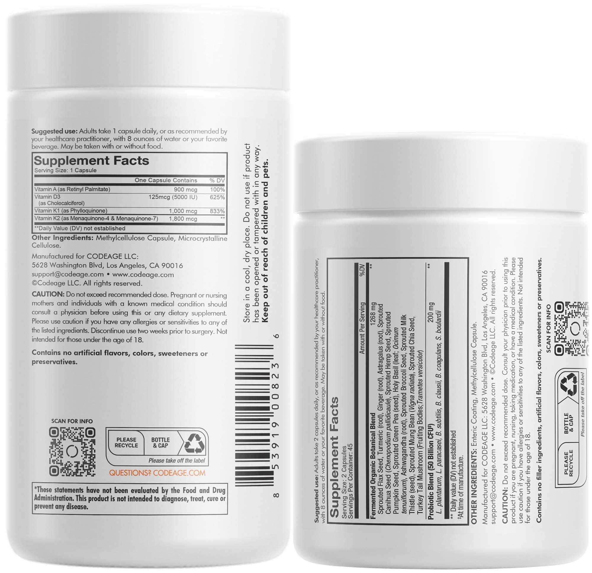 Codeage Daily ADK Vitamin & Probiotic Bundle – Vitamin A Retinyl Palmitate, Vitamin D3 Cholecalciferol, Vitamin K, 50 Billion CFU SBO Probiotic Blend, Non-GMO Codeage buy supplements canada