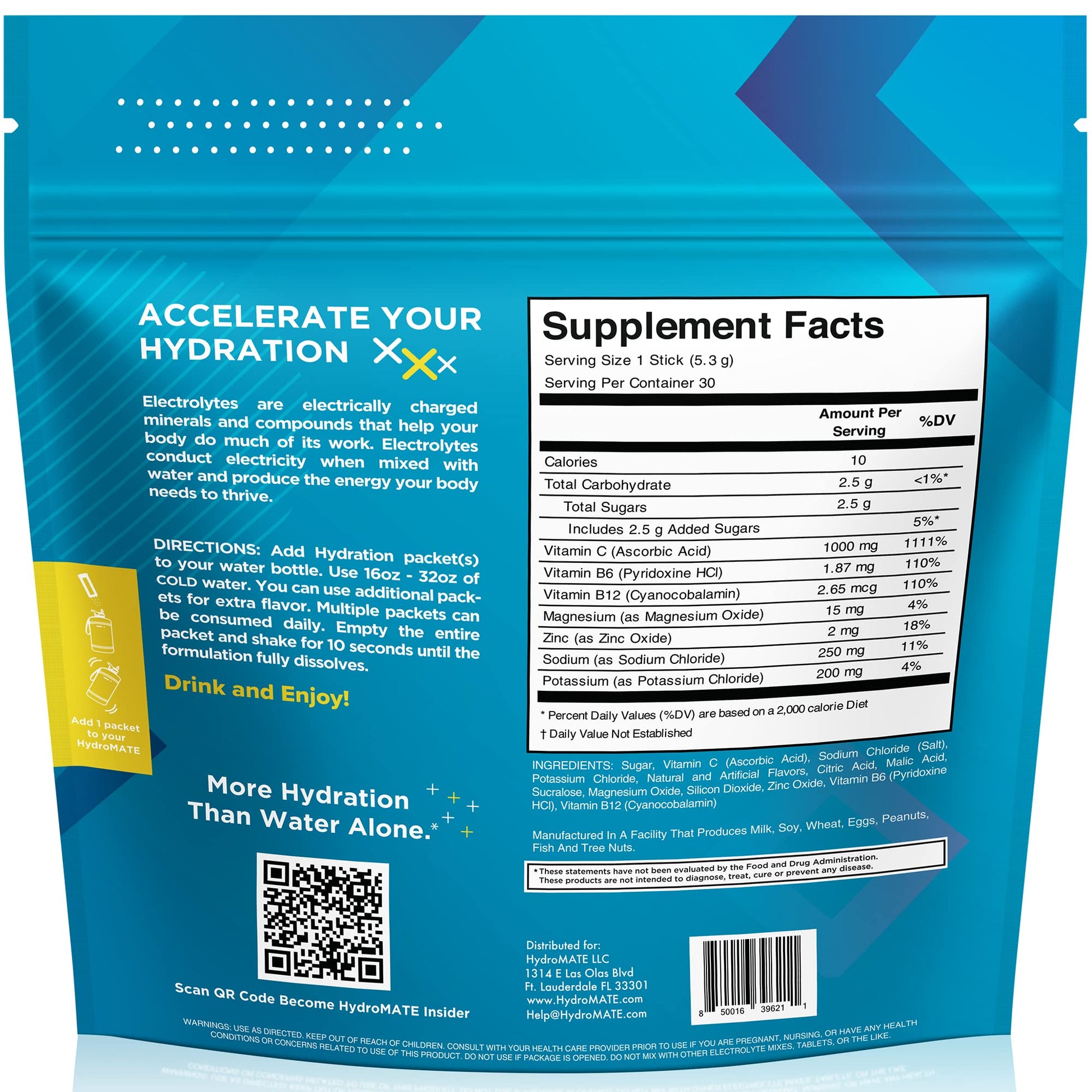 HydroMATE Electrolyte Powder Lemon Lime Hydration Packets Low Sugar 30 Count NatureWorks buy supplements canada