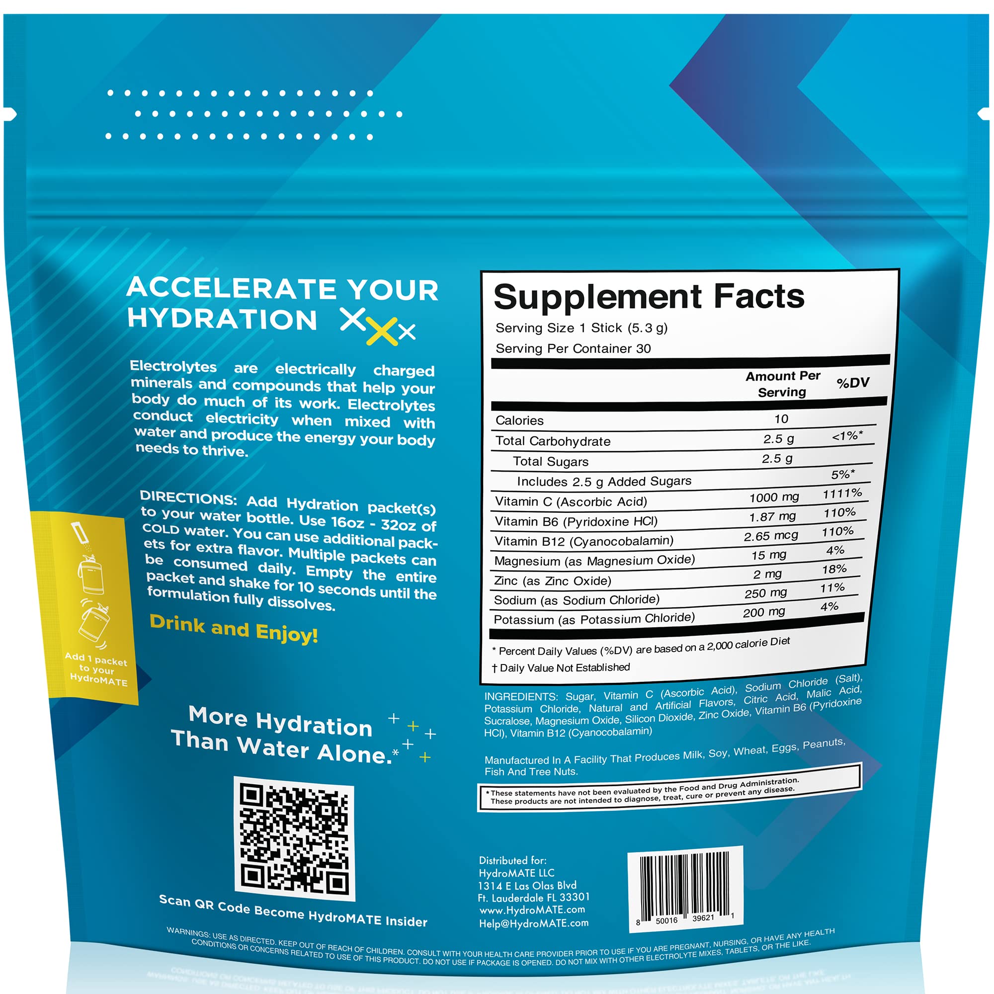 HydroMATE Electrolyte Powder Lemon Lime Hydration Packets Low Sugar 30 Count NatureWorks buy supplements canada