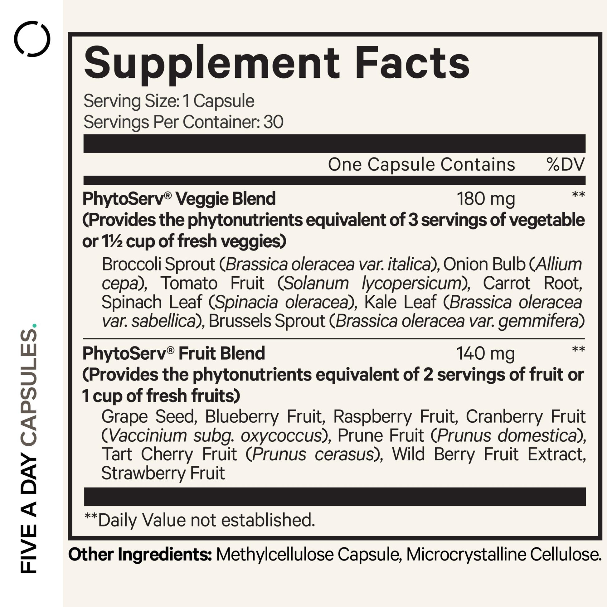 Codeage Instantfood Five A Day – Fruits & Vegetables Capsule Supplement – Whole Food Phytonutrients – 15 Fruits and Veggies Blend - Vegan, Non-GMO – 30 Capsules Codeage buy supplements canada