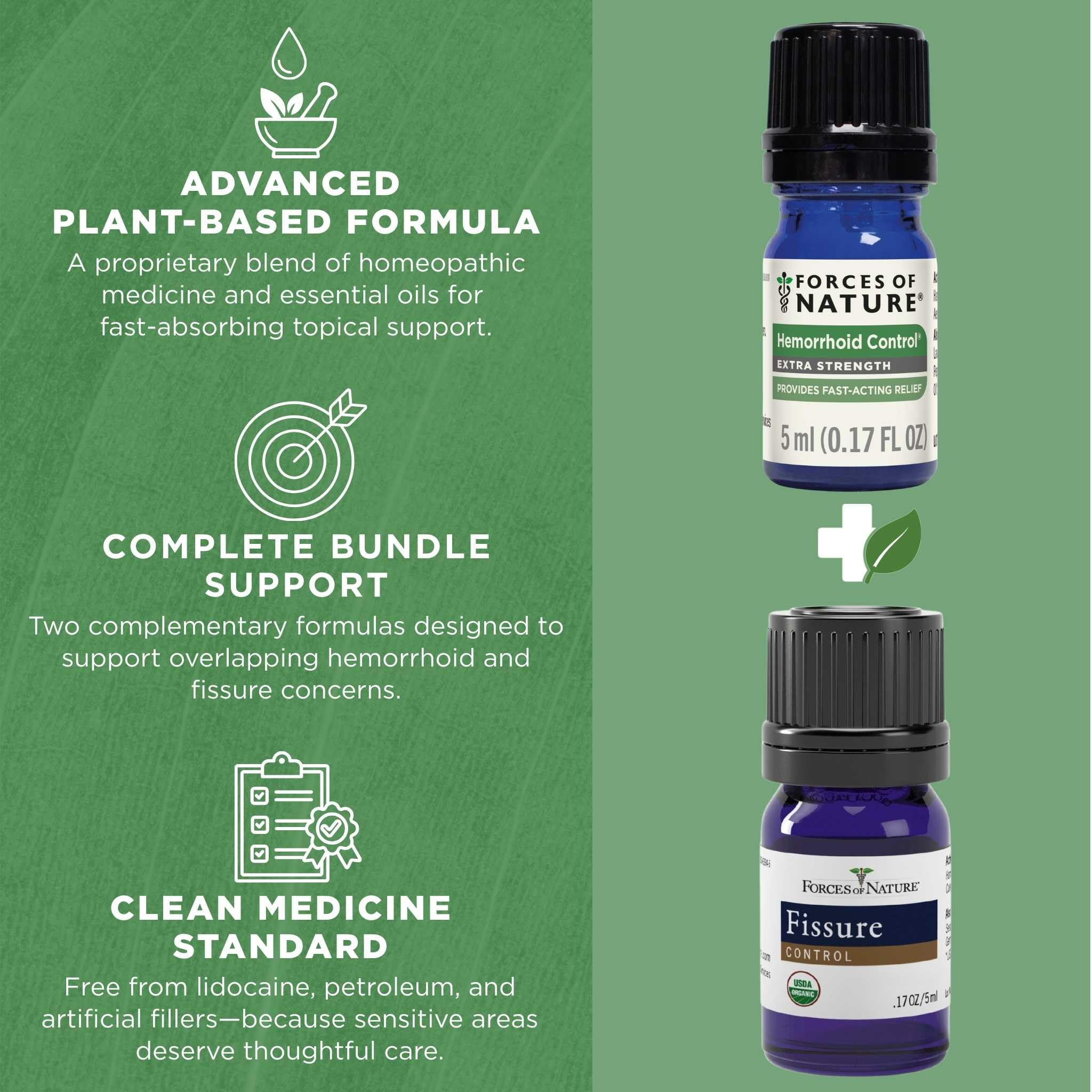 Forces of Nature Hemorrhoid Control Extra Strength (5ml) + Organic Fissure Care (5ml) | Virtual Bundle Forces of Nature buy supplements canada