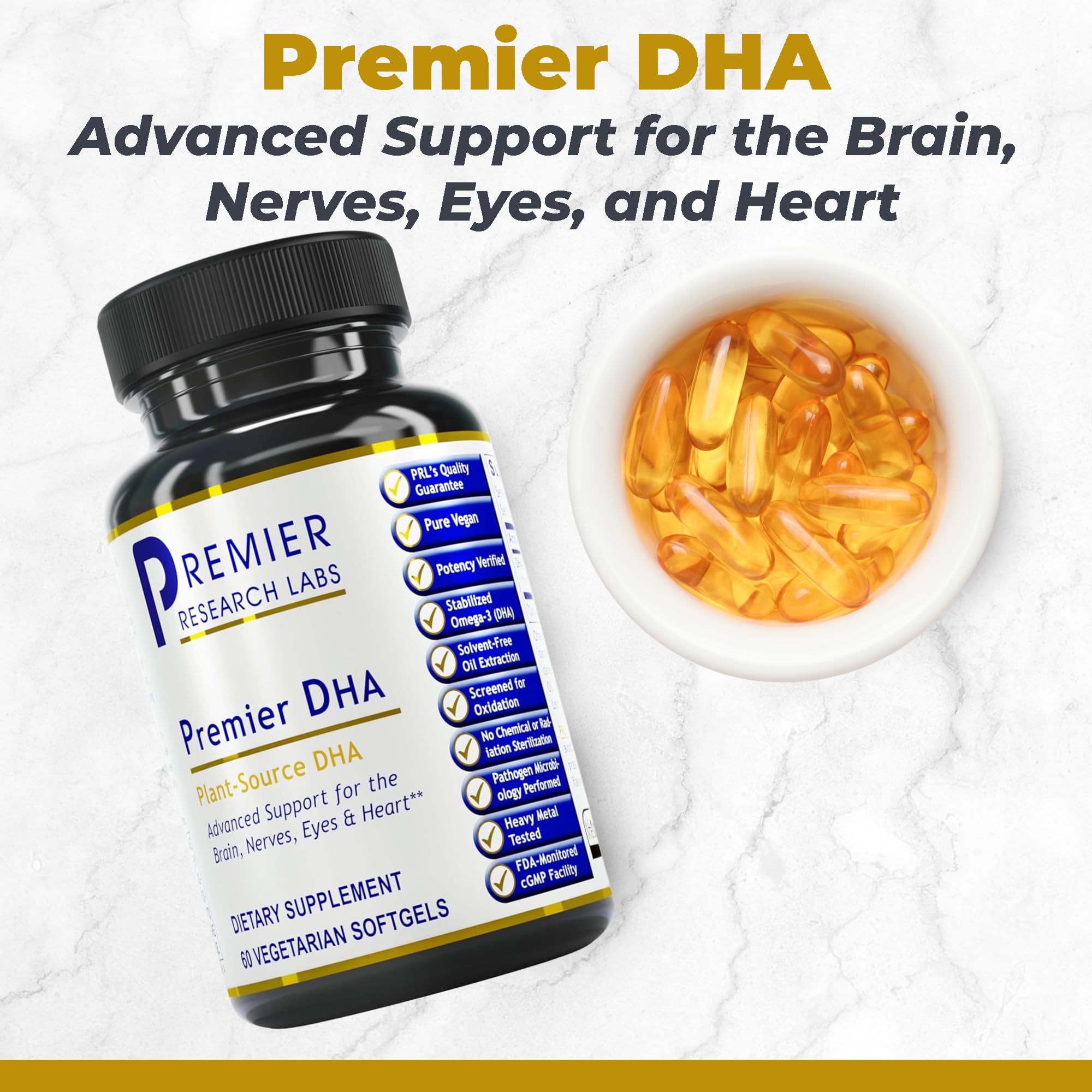 Premier Research Labs Premier DHA - Vegan DHA with Omega 3 Fatty Acids, Algae Based DHA for Women & Men, Natural DHA Supplement Suitable for Vegans- 60 Vegetarian Softgel Capsules Premier Research Labs buy supplements canada