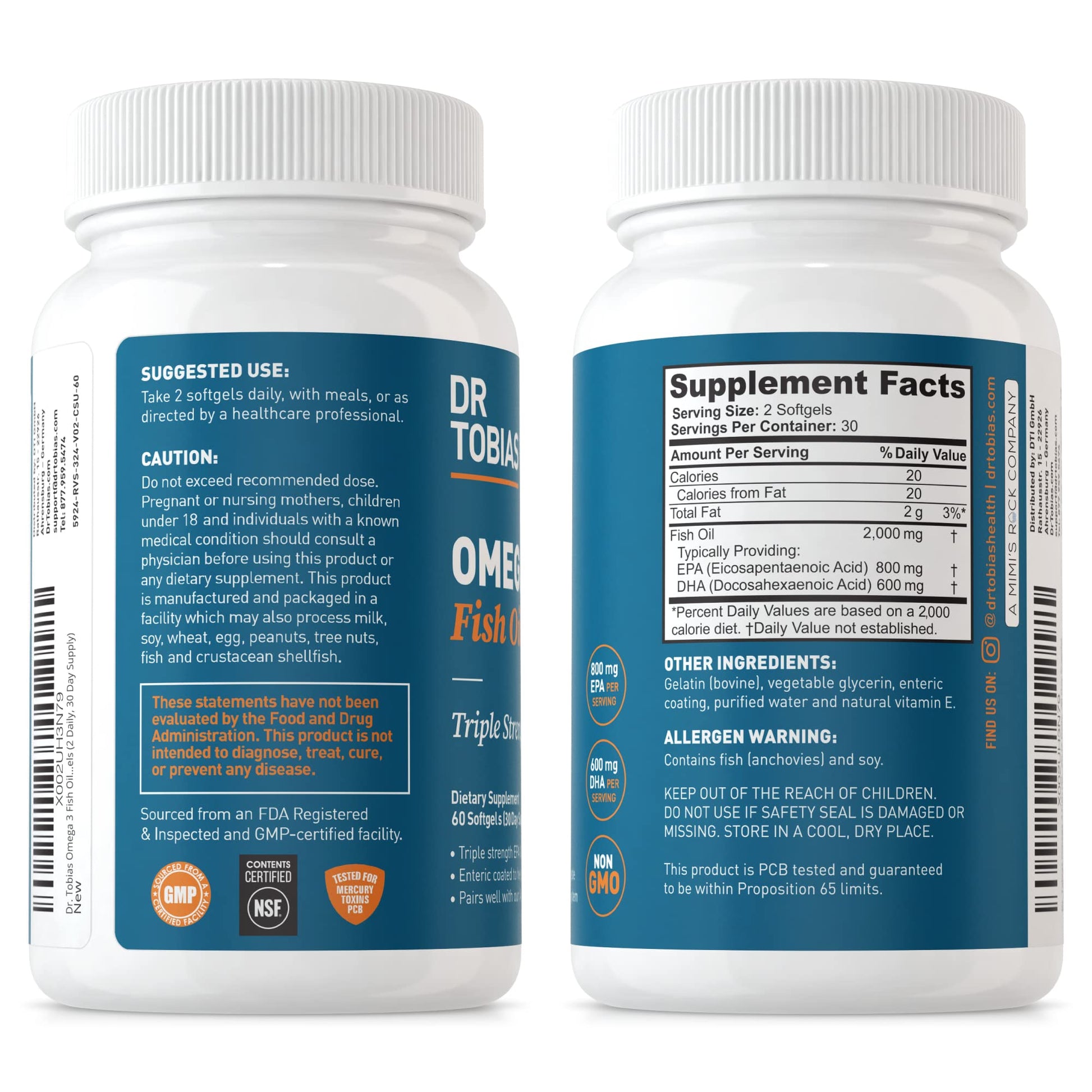 Dr. Tobias Omega 3 Fish Oil, 800 mg EPA 600 DHA Supplement for Heart, Brain & Immune Dr. Tobias buy supplements canada