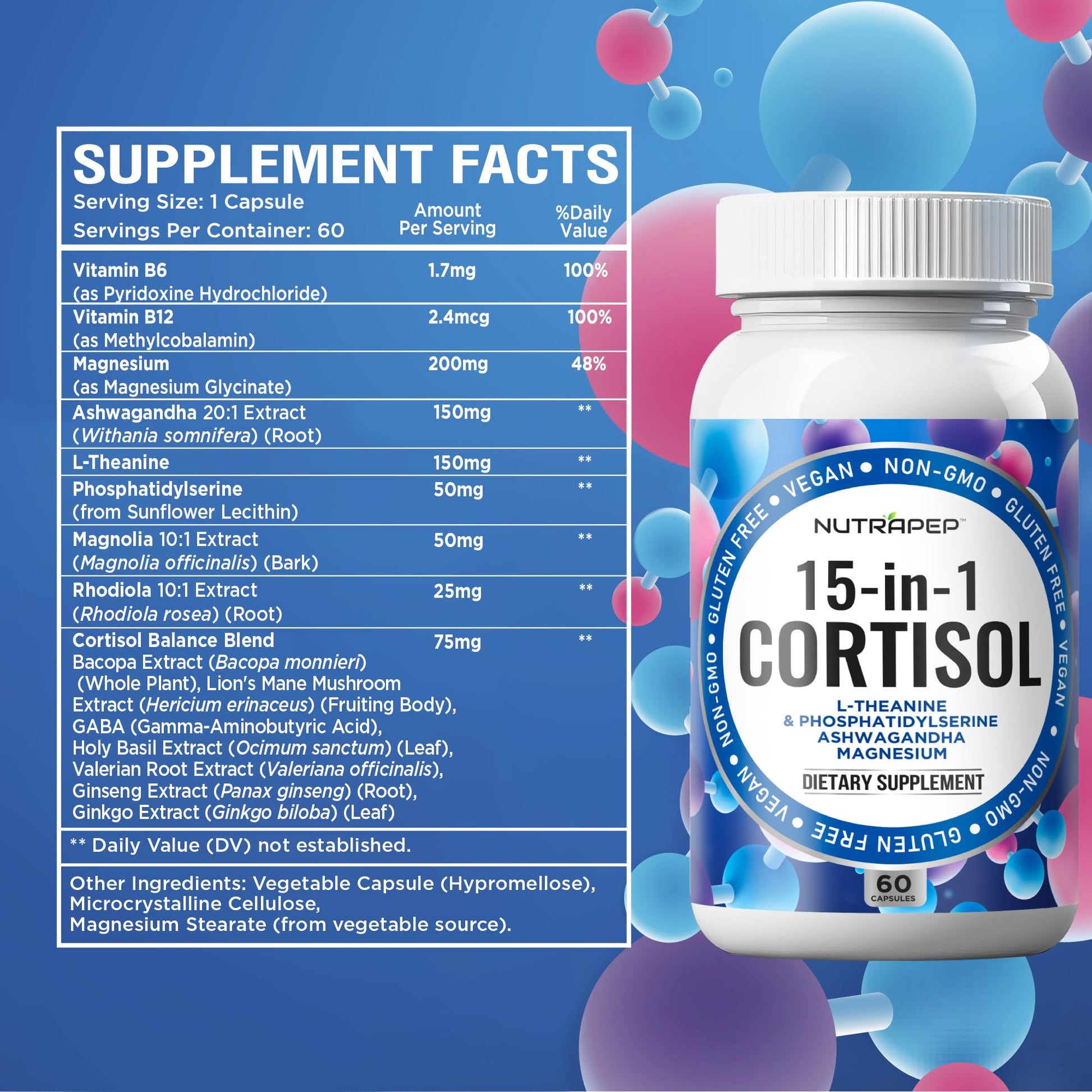 NutraPep Cortisol Detox Supplement Men Women - Reduce Lower Cortisol High Cortisol Reducer Blocker Control - Supports Stress Mood Rest Adrenal Calm Relax with Ashwagandha L-Theanine Magnesium NutraPep buy supplements canada