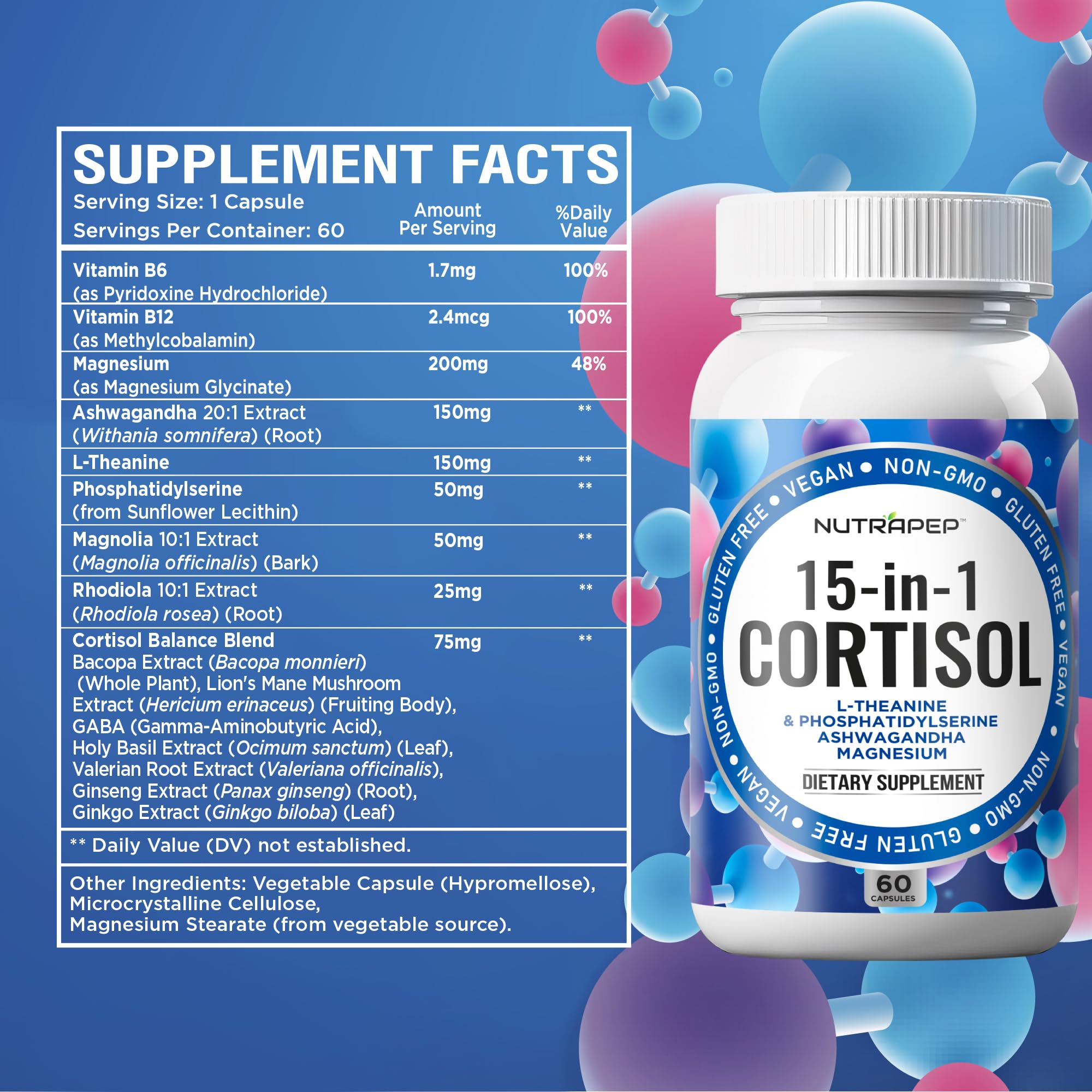NutraPep Cortisol Detox Supplement Men Women - Reduce Lower Cortisol High Cortisol Reducer Blocker Control - Supports Stress Mood Rest Adrenal Calm Relax with Ashwagandha L-Theanine Magnesium NutraPep buy supplements canada