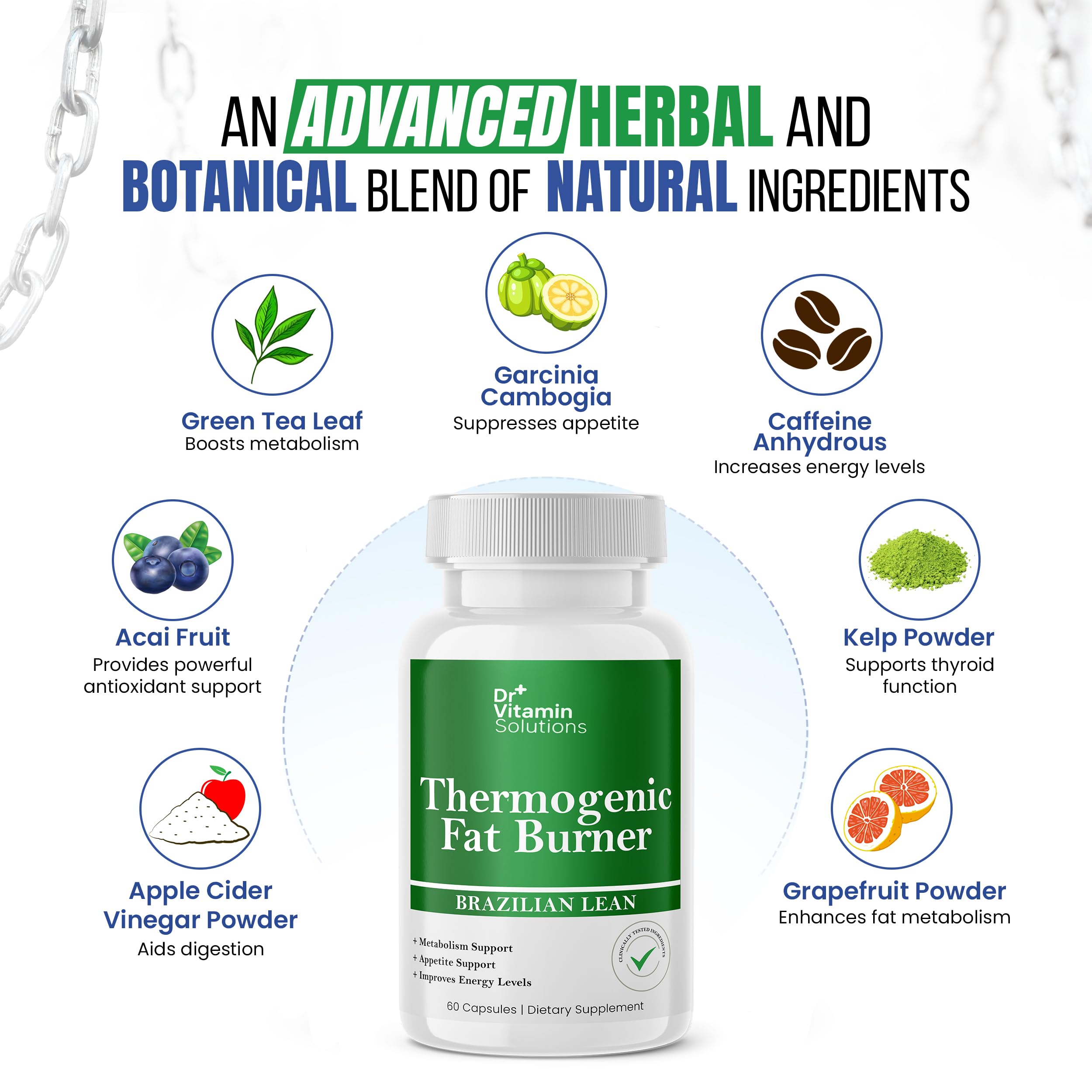Thermogenic Fat Burner Brazilian Lean, Pills for Women, Waist Trimmer & Supplements for Bloating for Women & Men, 60 Capsules DR VITAMIN SOLUTIONS buy supplements canada