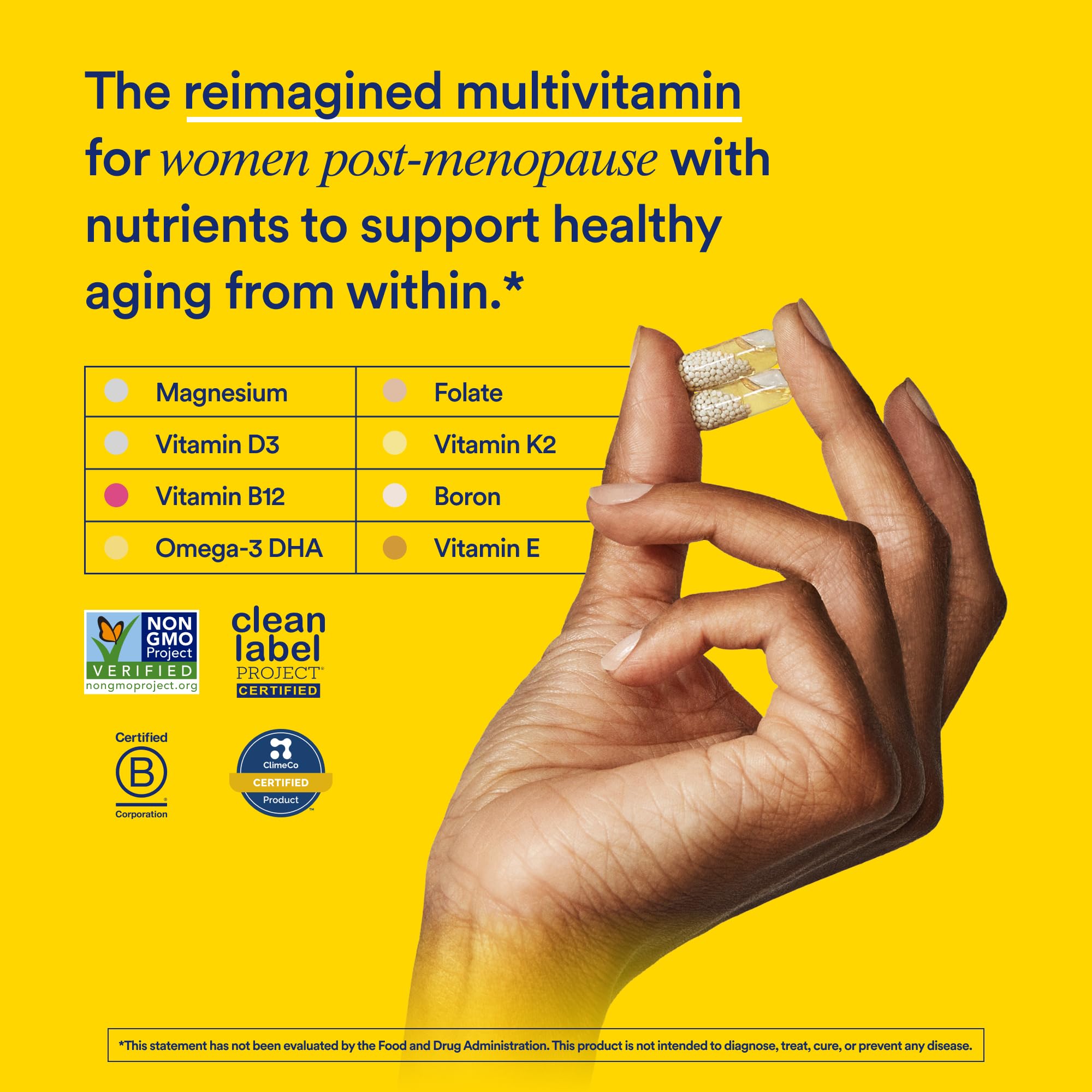 Ritual Multivitamin for Women 50+, Menopause Supplements with Vitamin D3, K2 and Magnesium for Bone Support*, Omega-3 DHA, Vitamin B12, Non-GMO, Mint Essenced, 30 Day Supply, 60 Vegan Capsules Ritual buy supplements canada