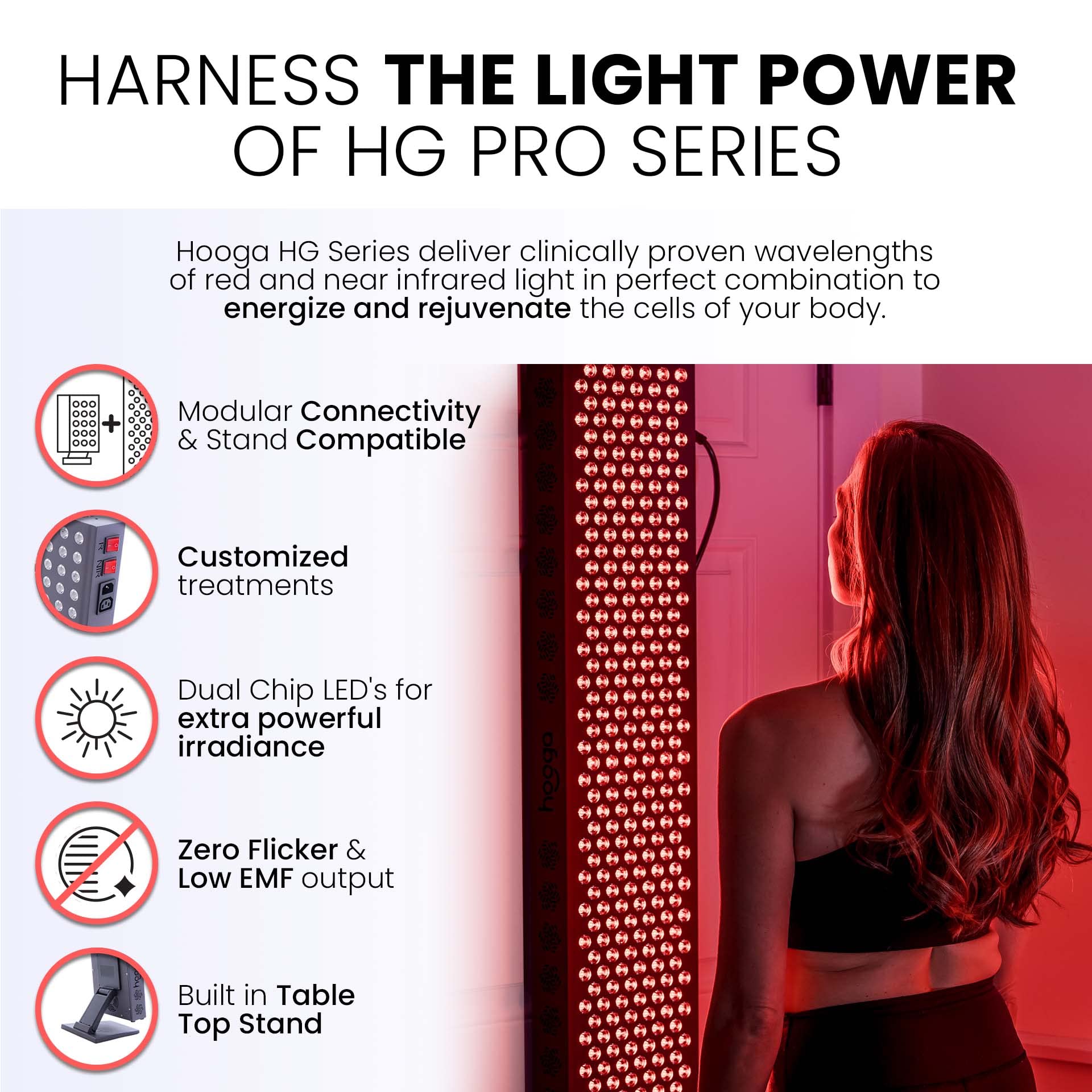 Hooga Red Light Therapy 660nm 850nm Red Near Infrared, Dual Chip Flicker Free LEDs, PRO Series hooga buy supplements canada