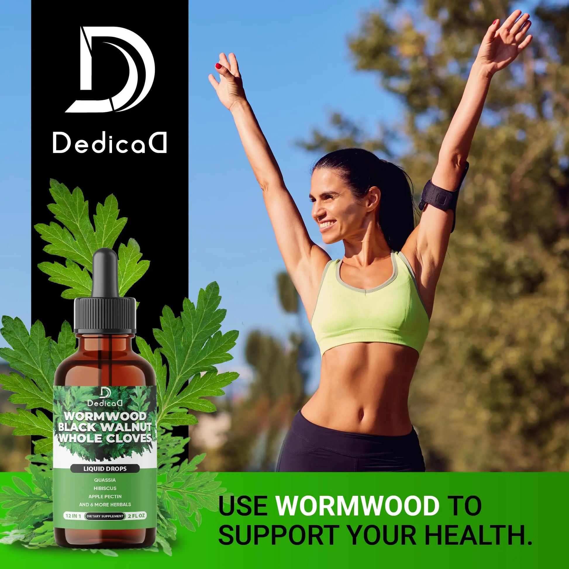 DEDICAD 12in1 Wormwood Liquid Drops - Black Walnut Wormwood Tincture Liquid Extract Whole Cloves and 9 More Herbs - 60 Days Supply DEDICAD buy supplements canada