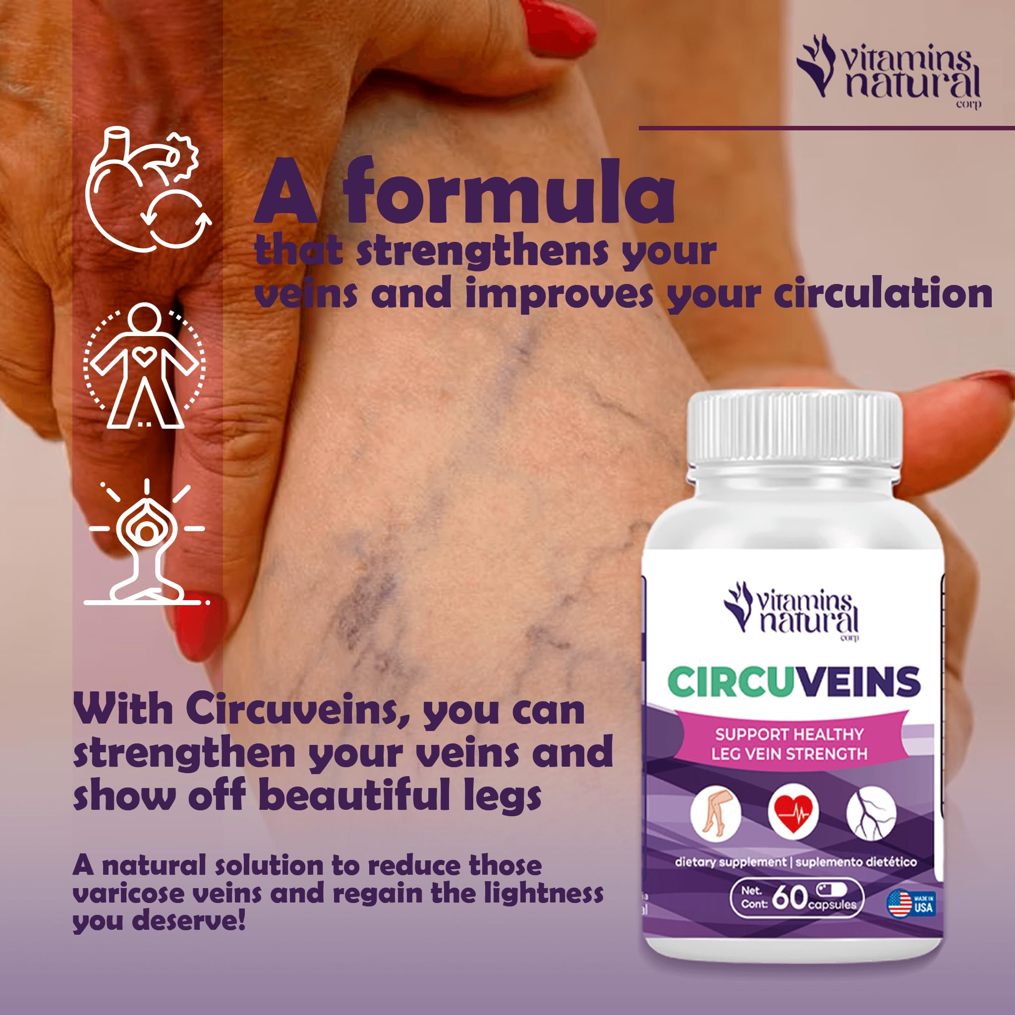 VITAMINS NATURAL CORP. CircuVeins Varicose Veins Support for Legs Capsules – Organic Vein Health Supplement with Horse Chestnut Grape Extract and Cayenne Pepper – 60 Capsules VITAMINS NATURAL CORP buy supplements canada