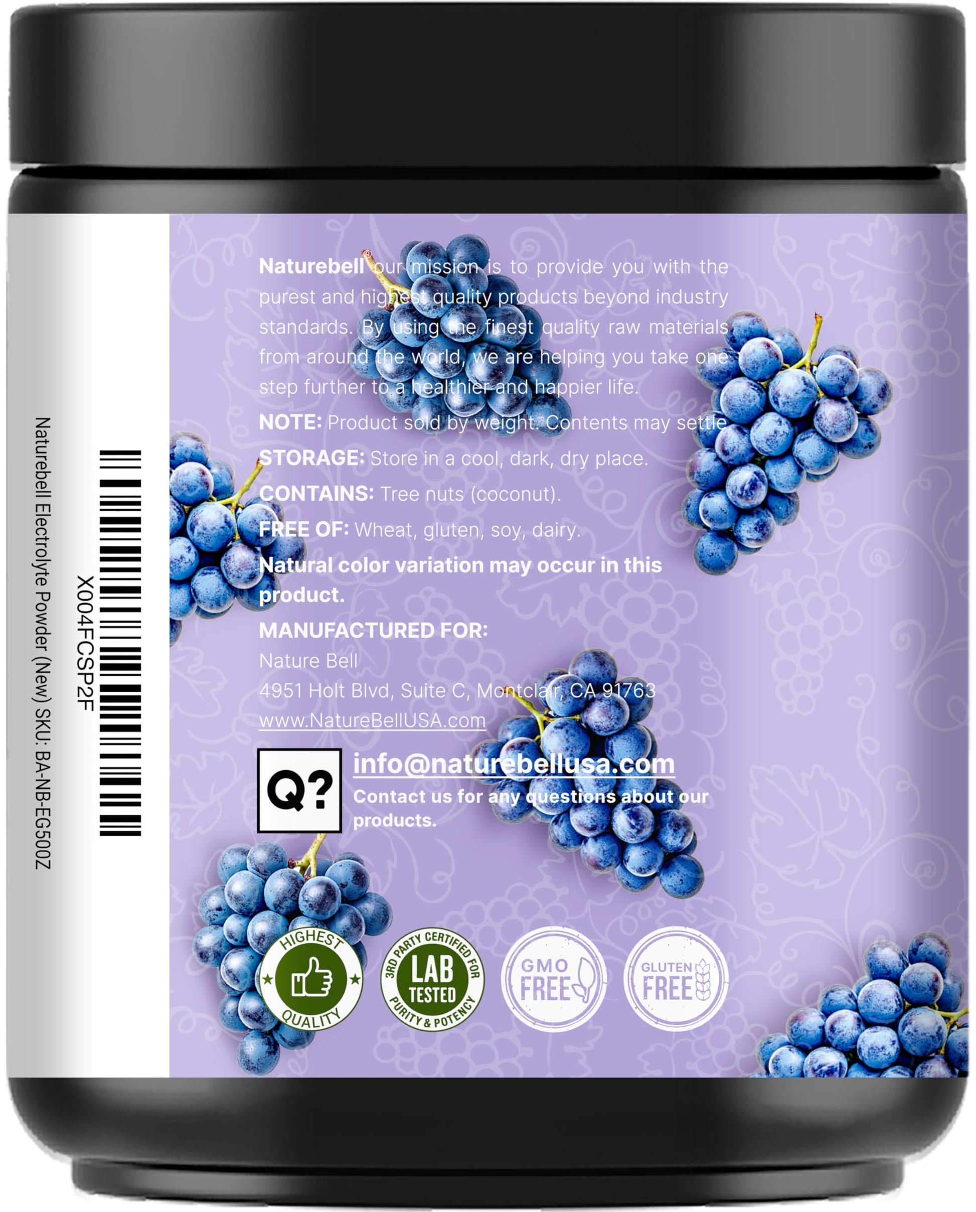 NatureBell Electrolytes Powder No Sugar, 500g (76 Servings) | Keto Fast Hydration Powder, Carnivore-Friendly Electrolyte – 1,000mg High Potassium, Minerals, NatureBell buy supplements canada