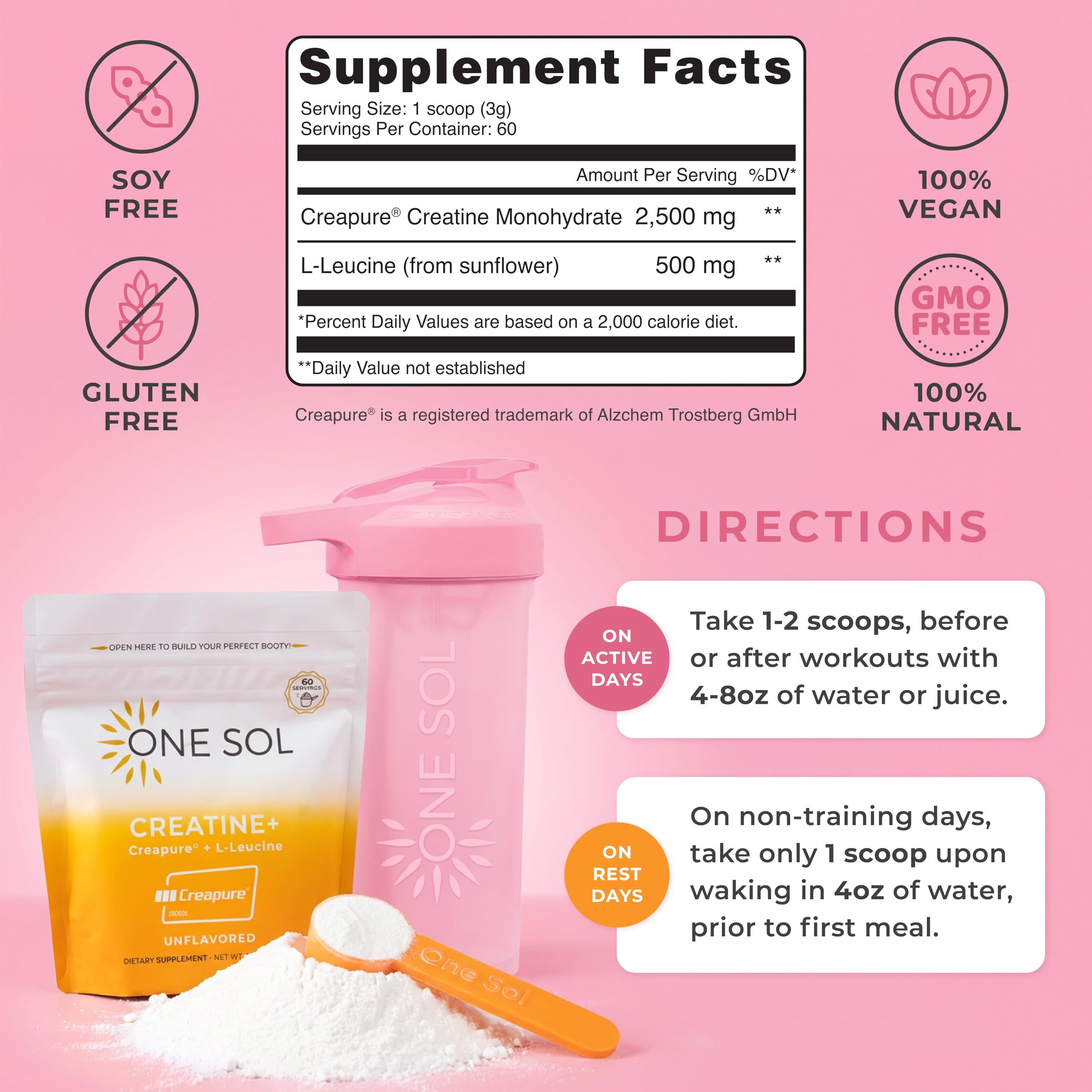 One Sol Creatine for Women, All Natural Women’s Creatine Powder w Creapure & Leucine, Increase Lean Muscle Mass, Reduce Recovery Time, Promotes Brain & Bone Health (Unflavored, 60 Servings) One Sol buy supplements canada