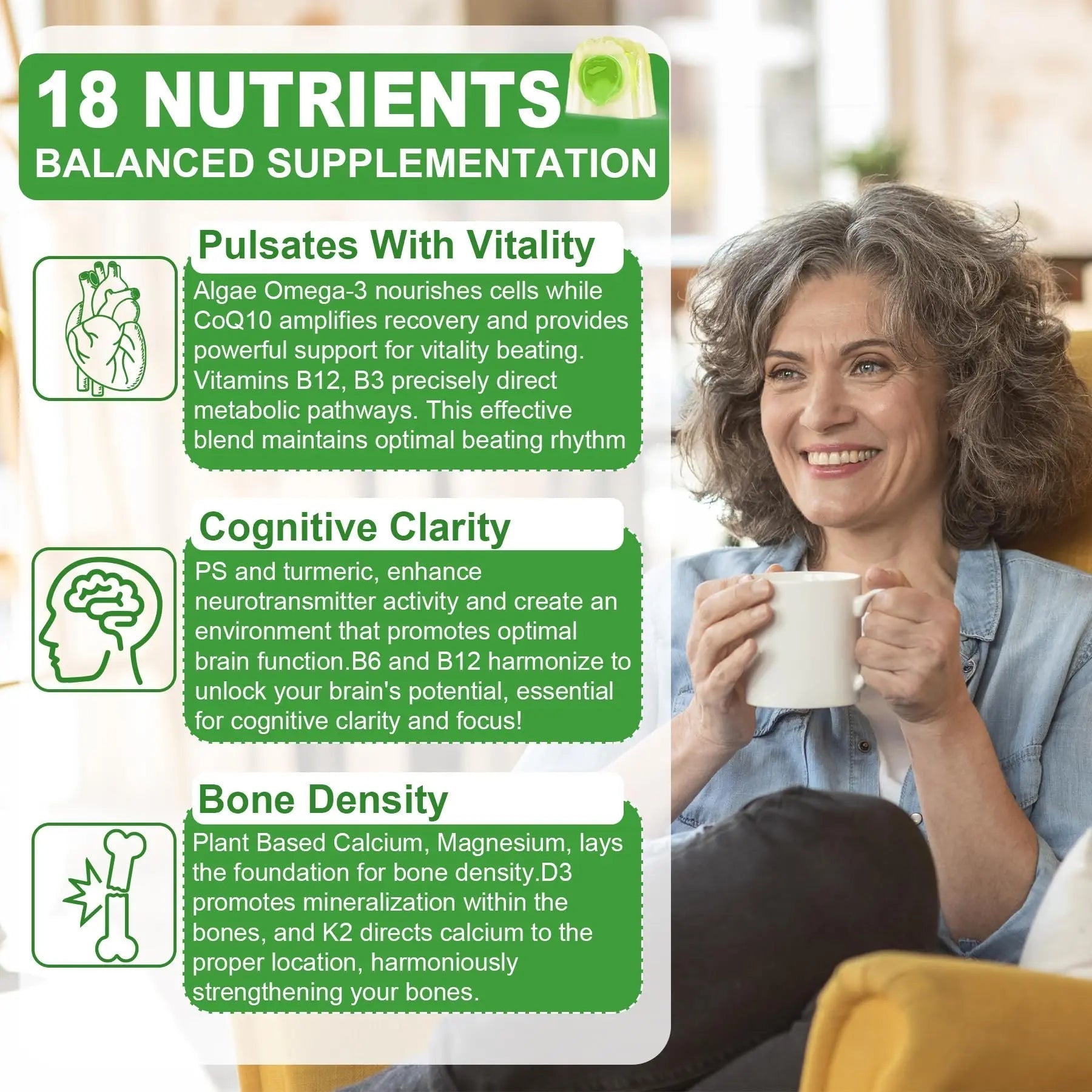 NEVISS 50+ Daily Gummy Multivitamin Algae Omega 3 & Calcium, CoQ10, Magnesium + Vitamin D3 5000IU Gummies 125mcg with Calcium 600mg, K2(MK7) 200mcg NEVISS buy supplements canada