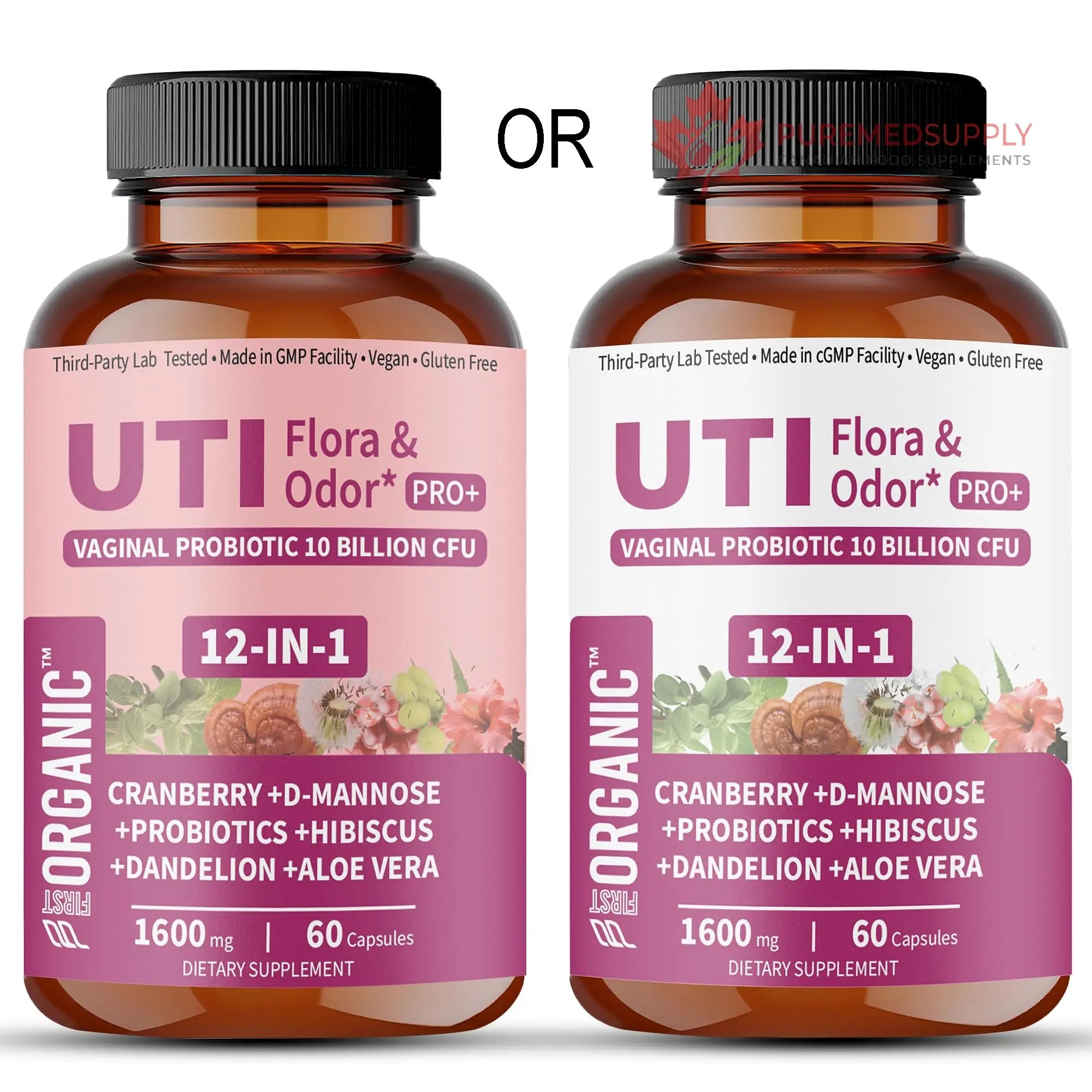 UTI Flora & Odor Pro+ & UTI Yeast & pH Pro+ | Pack of 2 | Vaginal Probiotics for Feminine Hydration & Freshness Support | Third-party Tested, cGMP Facility, Vegan, Non-GMO, Gluten-Free | 60+60 Caps FIRSTORGANIC buy supplements canada