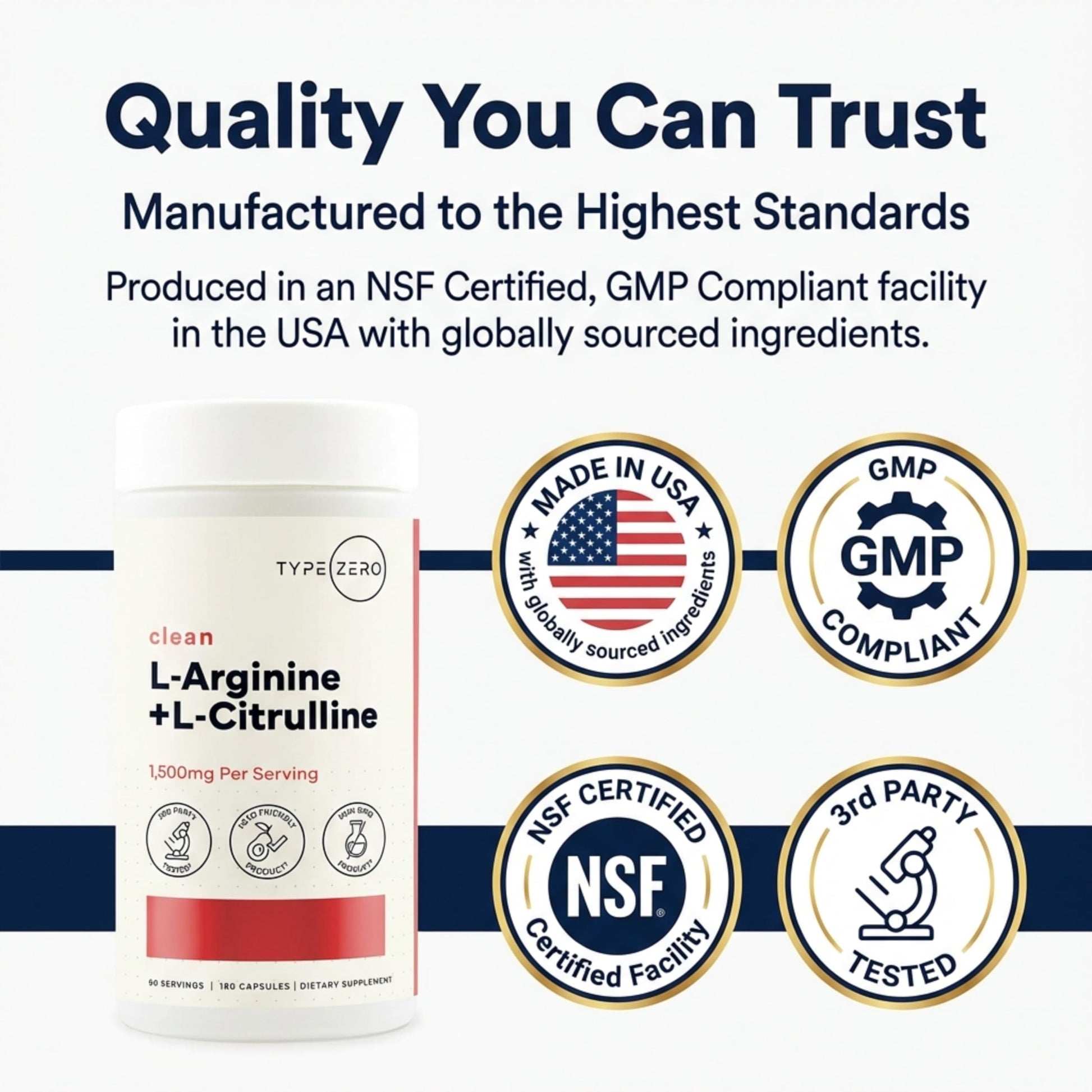 Type Zero L-Arginine + L-Citrulline Supplement (1500mg) - Nitric Oxide Booster - Clean, Keto-Friendly, GMO-Free, 180 Capsules, 90 Servings Type Zero buy supplements canada