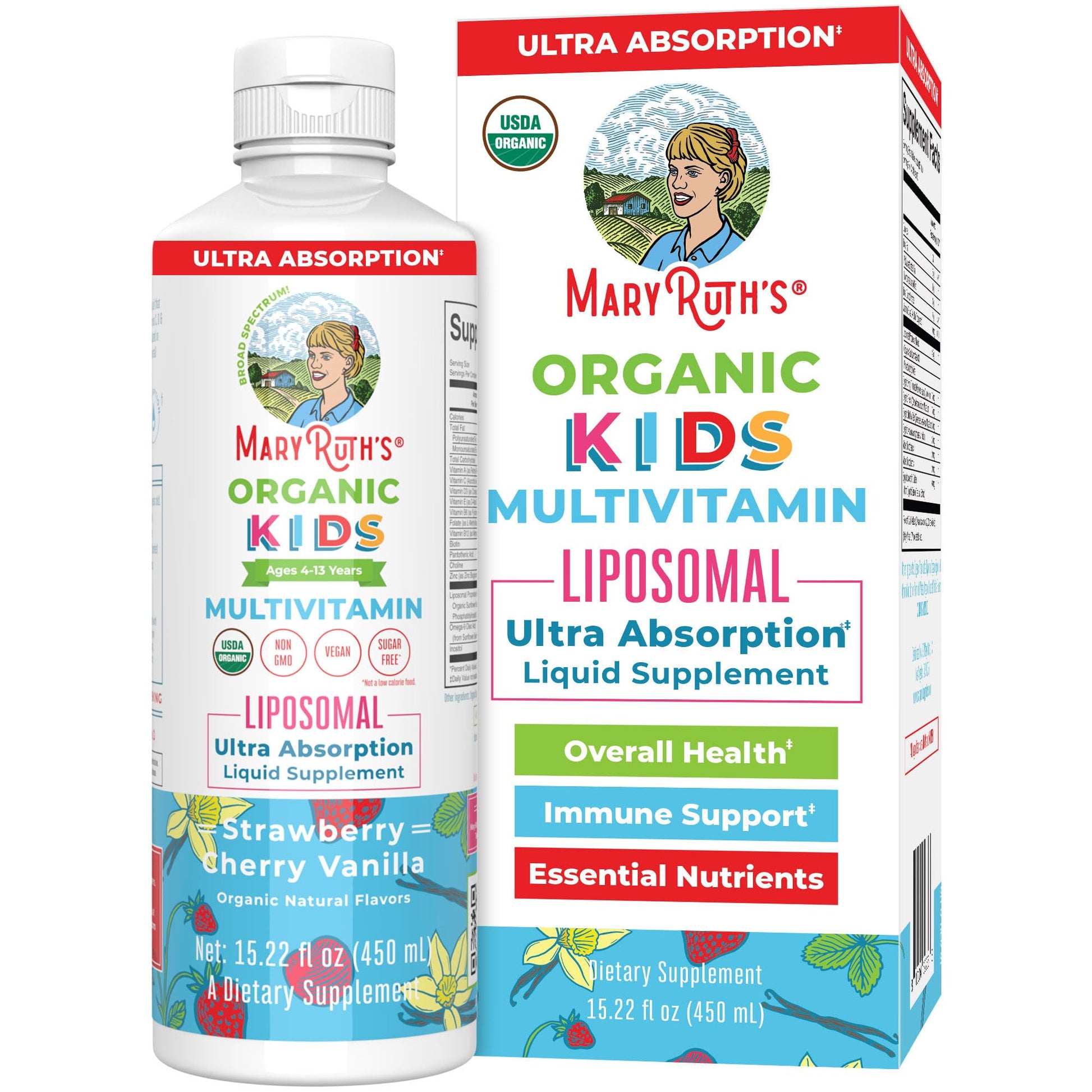 MaryRuth Organics Kids Multivitamin Liposomal | Vegan, Sugar-Free Vitamins for Kids | Ages 4+ | 2 Month Supply | 15.22 Fl Oz MARYRUTH'S buy supplements canada