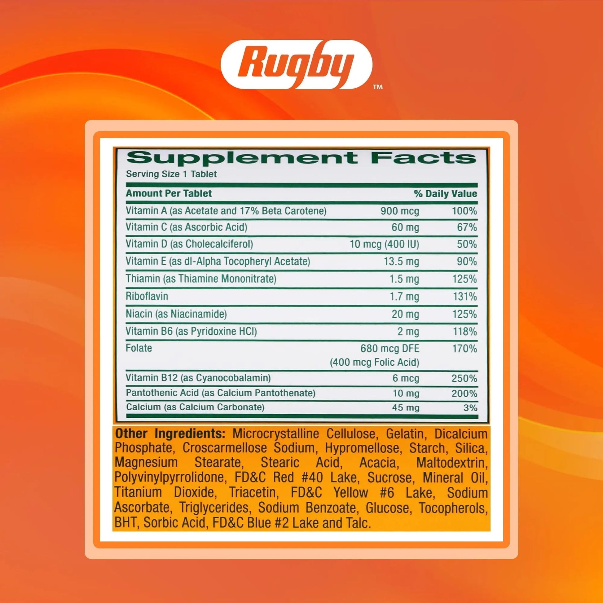 Rugby Daily-Vite Multivitamin Tablets, Gluten-Free Dietary Supplement for Adults, Supports Overall Health, No Artificial Flavors - 1000 Count (1 Pack) RUGBY LABORATORIES buy supplements canada