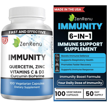 Zenrenu Immunity Quercetin 700 mg Zinc Vitamin C Vitamin D Immune Support Supplement with Curcumin - Easy to Absorb Immunity Supplement, 100 Vegetarian Capsules 50 Day Supply Zenrenu buy supplements canada