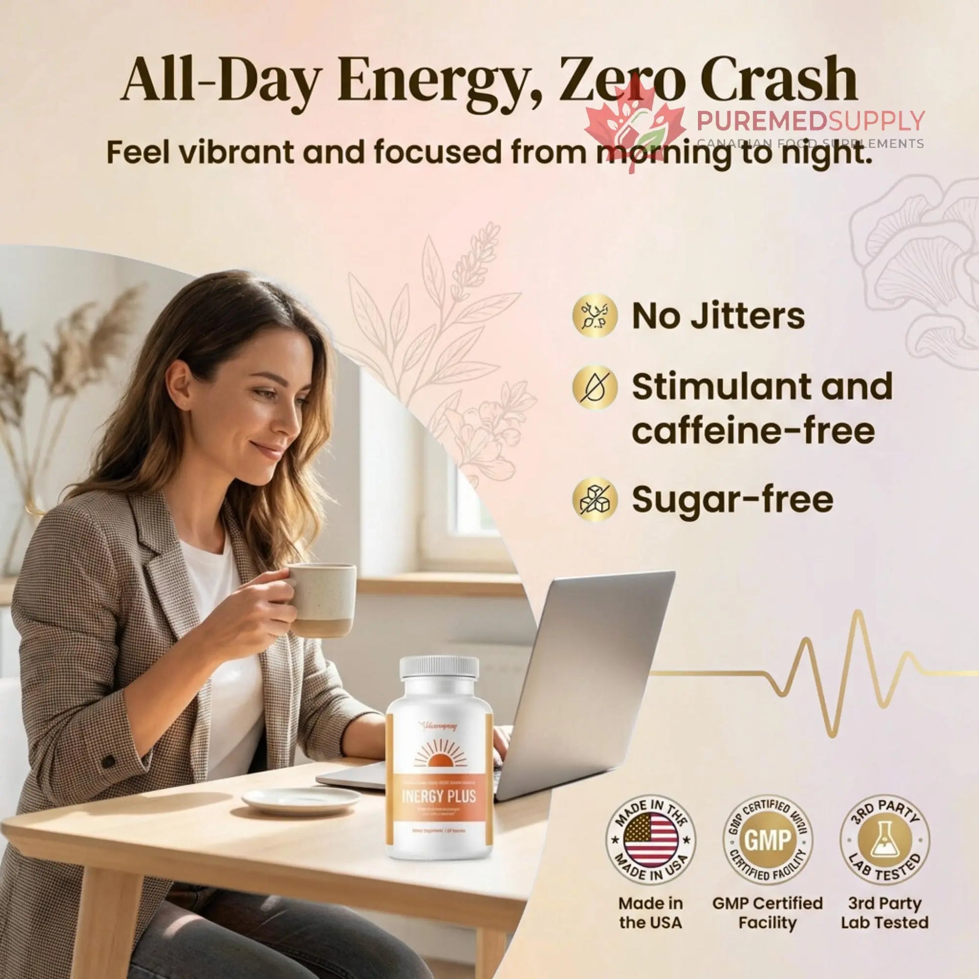 InergyPLUS | Energy Vitamins for Women, Fatigue, Natural Energy Supplements for Focus | Vitamin B12, Folic Acid, Rhodiola Rosea, Cordyceps, CoQ10, Caffeine Free | Packaging Vary | 60 Ct BB Company buy supplements canada