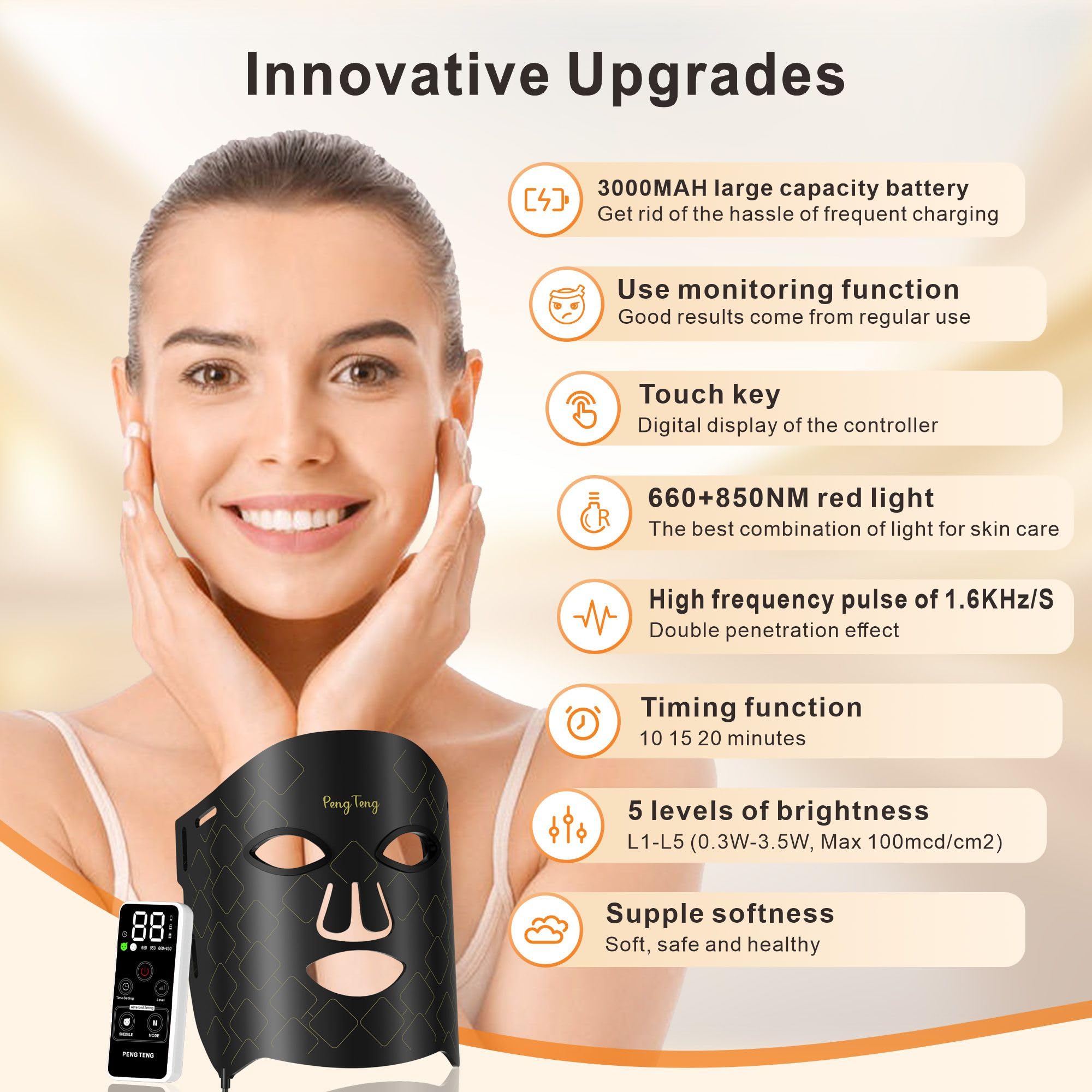 Peng Teng Red Light Therapy for Face, 660NM and 850NM,Innovative use of Monitoring,red Light Therapy Masks PengTeng buy supplements canada