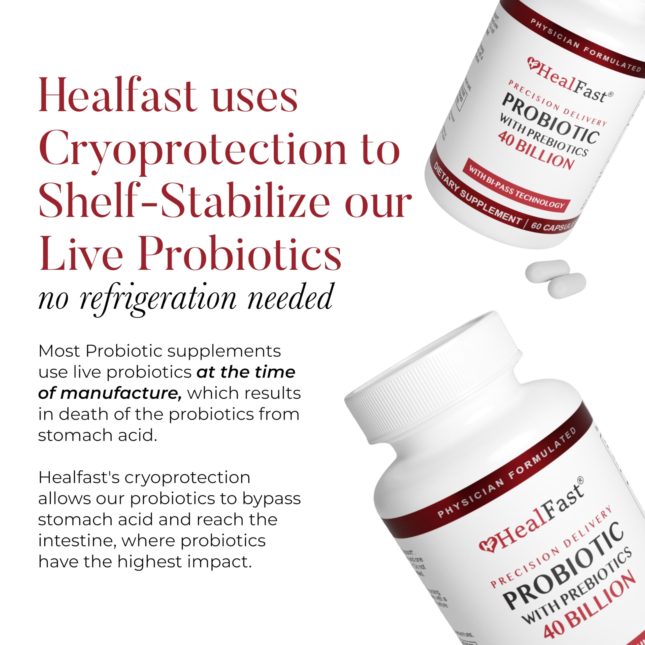 HealFast Physician Formulated Probiotic Supplement - 40 Billion CFU - Live Prebiotics and Probiotics for Men and Women - Probiotics for Gut Health - Non-GMO and Vegan - 30 Day Supply HealFast buy supplements canada