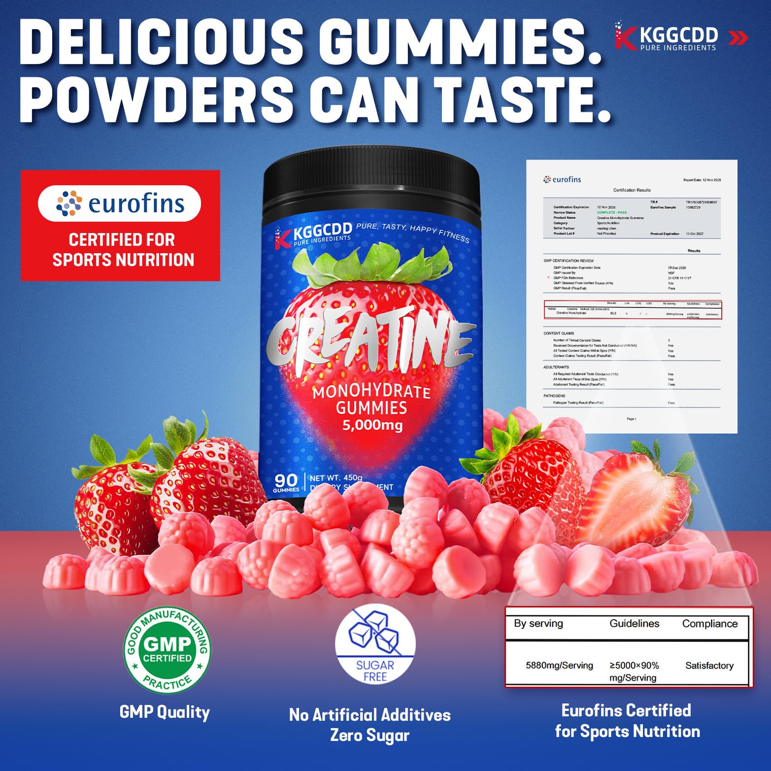 KGGCDD 99.99% Creatine Monohydrate Gummies for Men & Women, 5,000mg Tasty Creatine Gummies for Muscle Strength, Endurance, Recovery & Sugar Free, Gluten-Free, Vegan, Non-GMO, 90 Count KGGCDD buy supplements canada