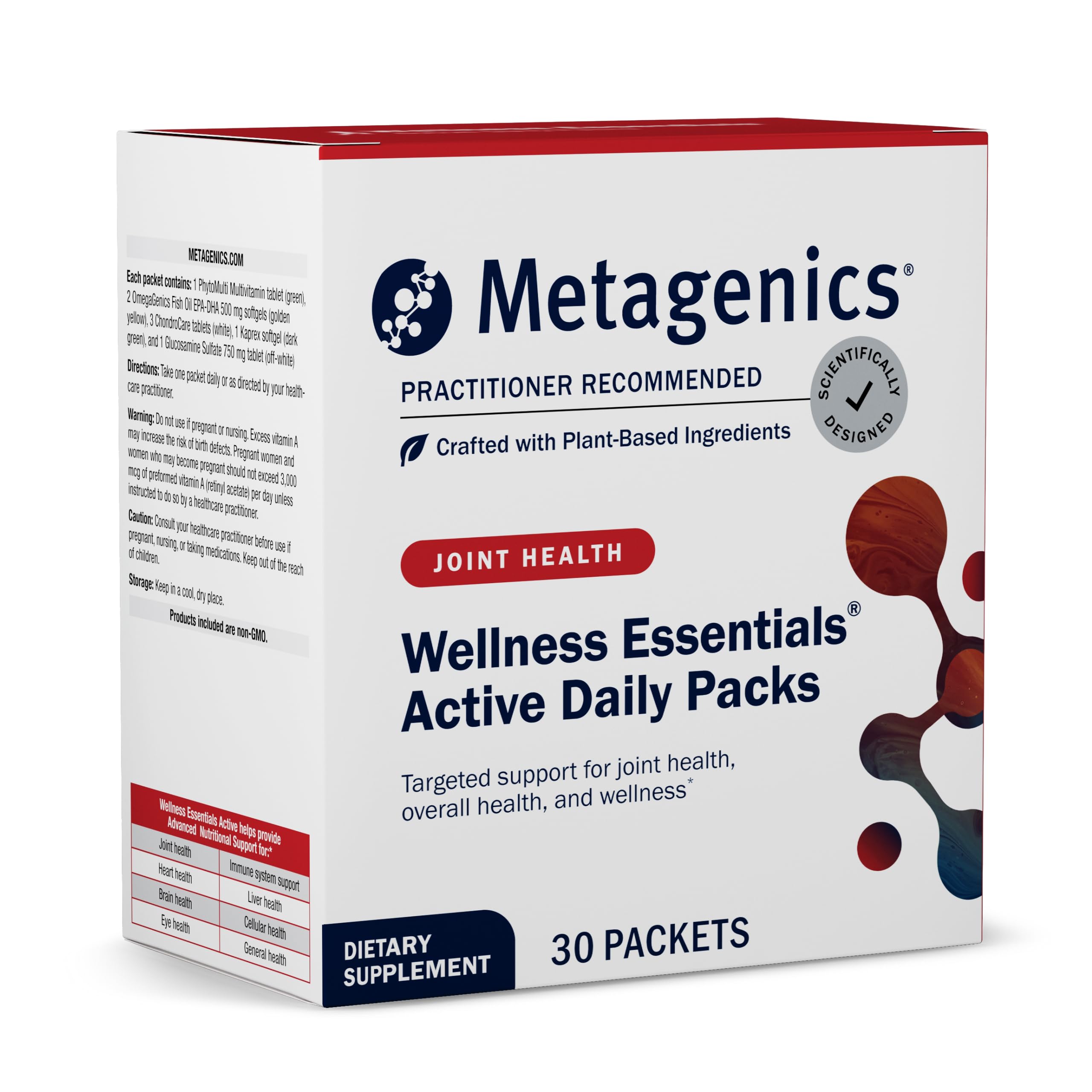 Metagenics Wellness Essentials Active Daily Packs - with Glucosamine, Chondroitin, MSM, Magnesium, Vitamin C & Omega-3* - Supports Mobility, Cartilage & Bone Health* - 30 Packets Metagenics buy supplements canada