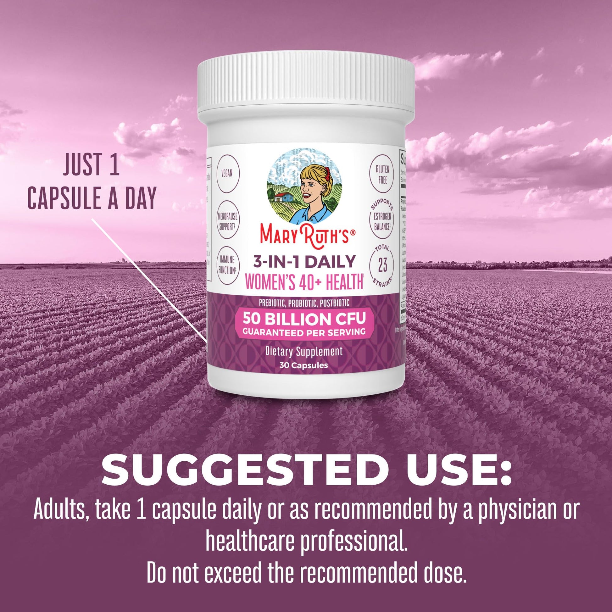 MaryRuth's 3-in-1 Daily Health 40+ Probiotics for Women | Hormonal & Menopause Support Supplement for Women | Gut Health Capsules | 50 Billion CFU | Allergen Free | 30 Ct MARYRUTH'S buy supplements canada