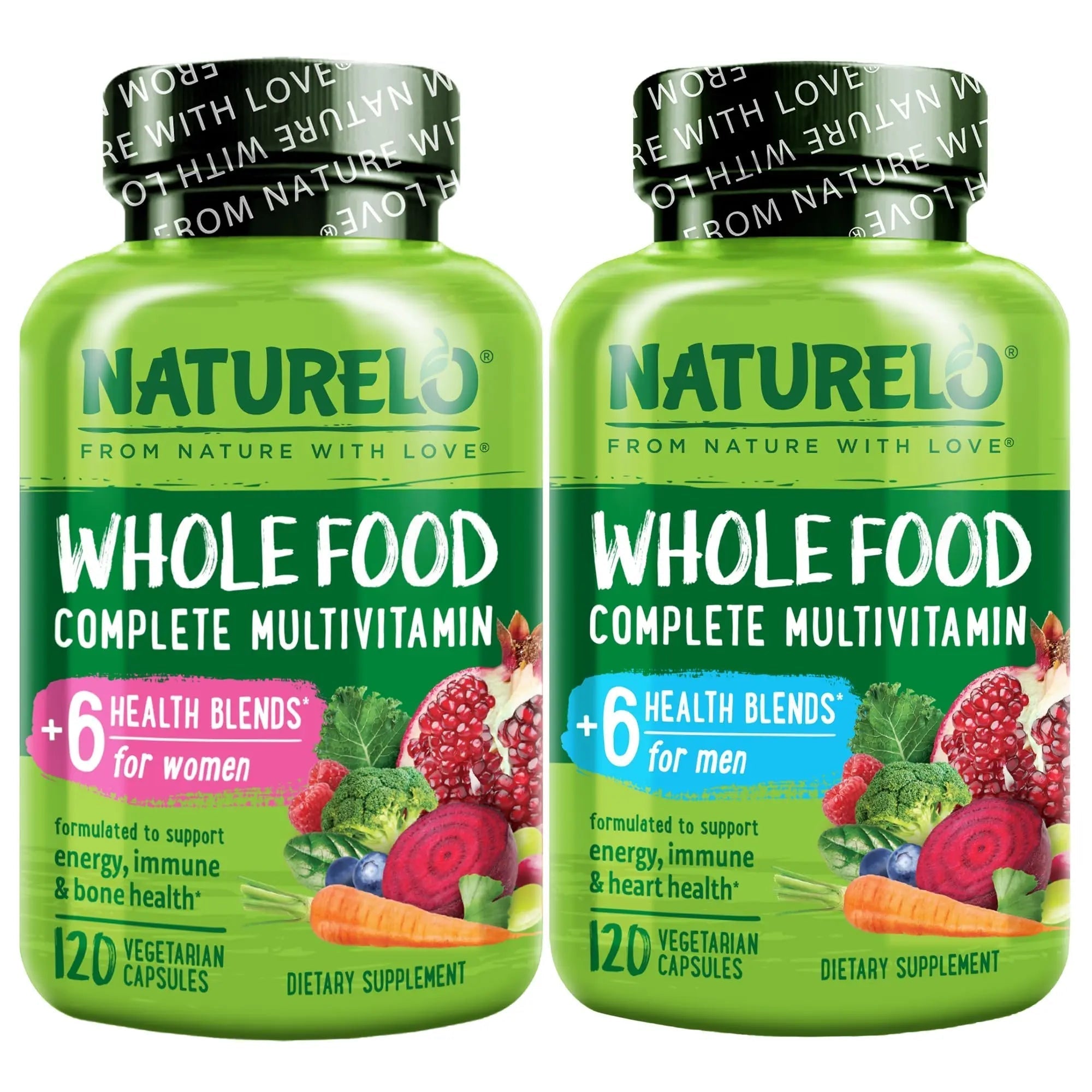 NATURELO Whole Food Multivitamin for Women - 120 Capsules and Whole Food Multivitamin for Men - 120 Capsules Bundle NATURELO buy supplements canada