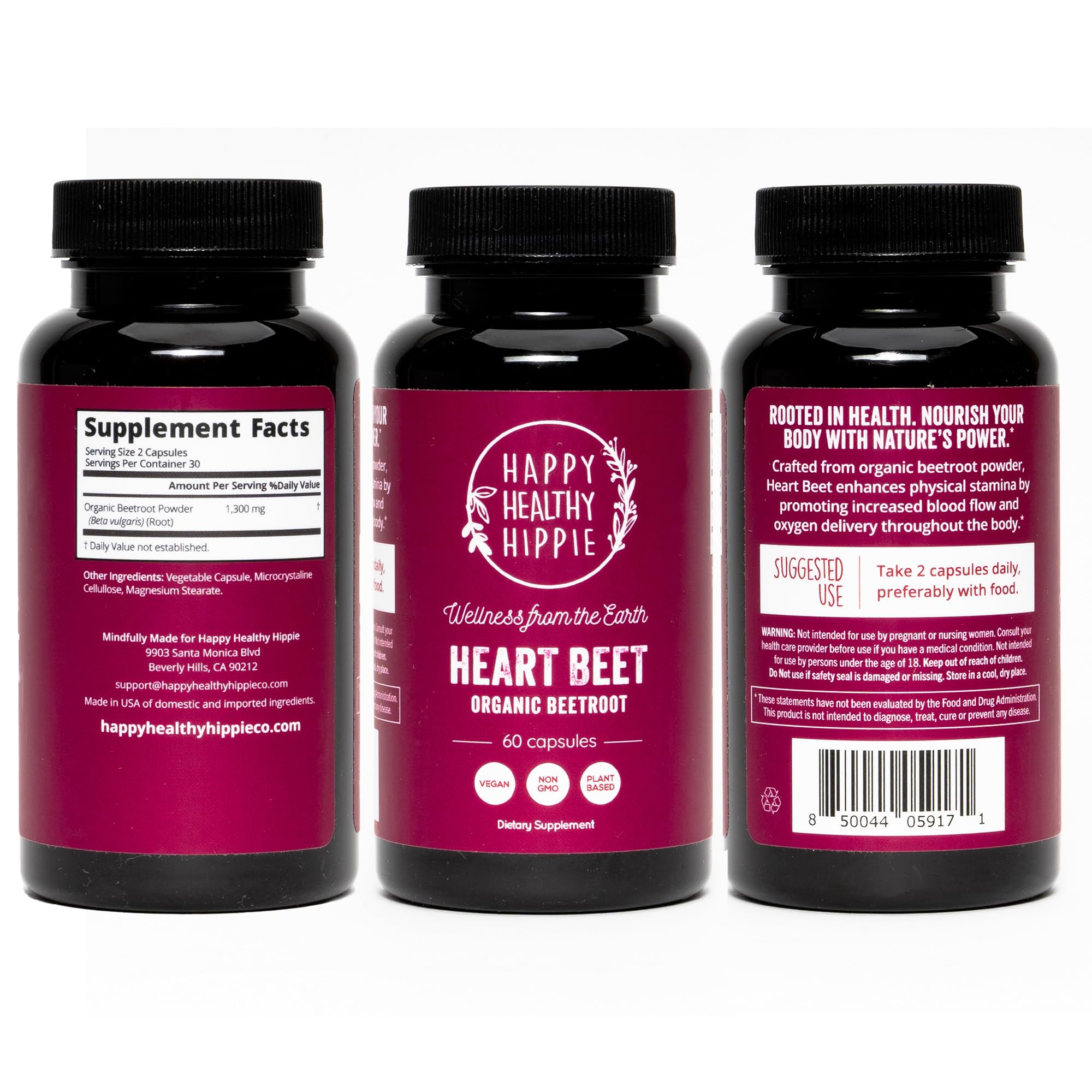 Organic Beet Root Capsules [1,300mg Superfood] - Blood Pressure Support Supplements Happy Healthy Hippie buy supplements canada