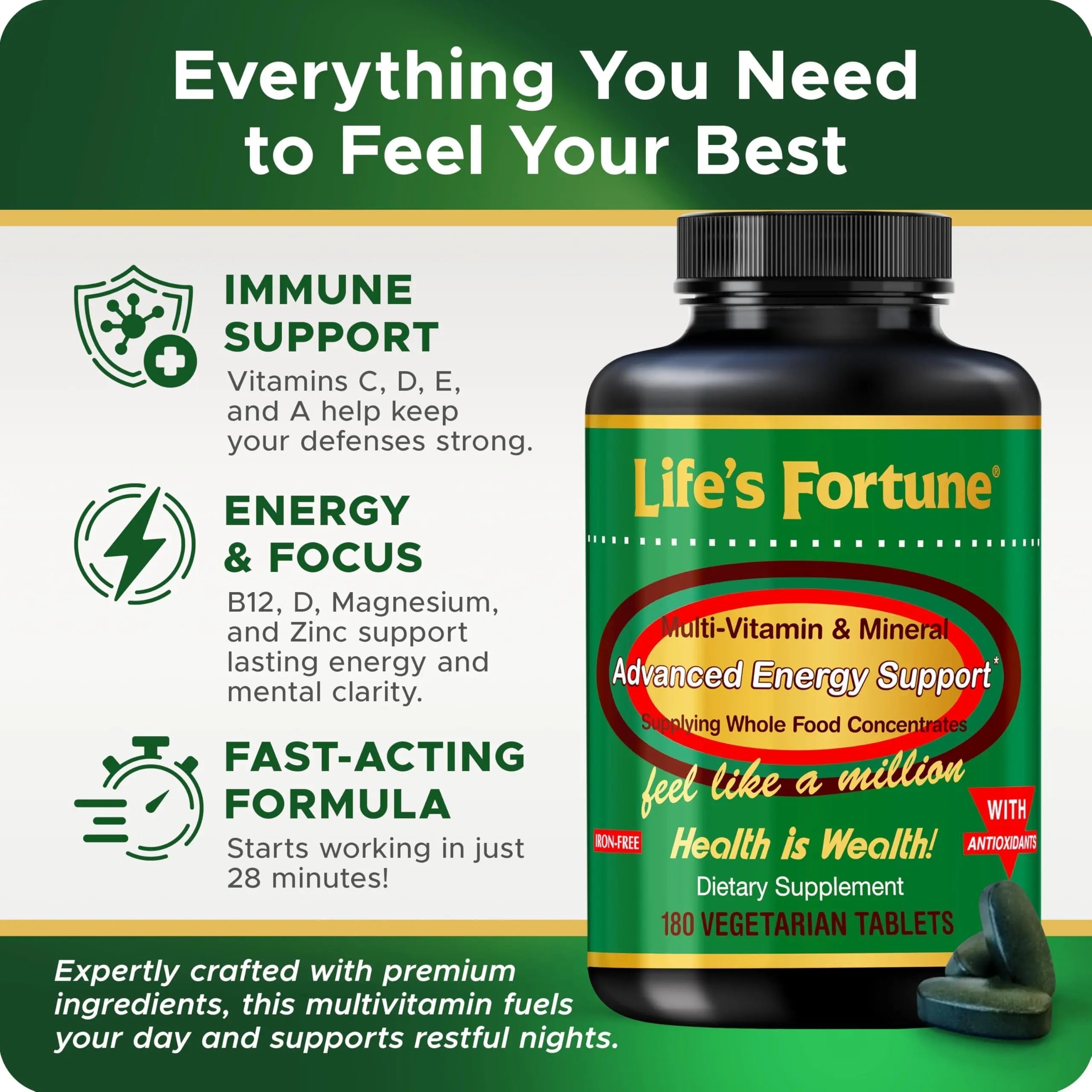 Life's Fortune Multivitamin & Mineral Supplement, Daily Natural Energy Source for Men & Women, with Superfood Greens Life's Fortune buy supplements canada