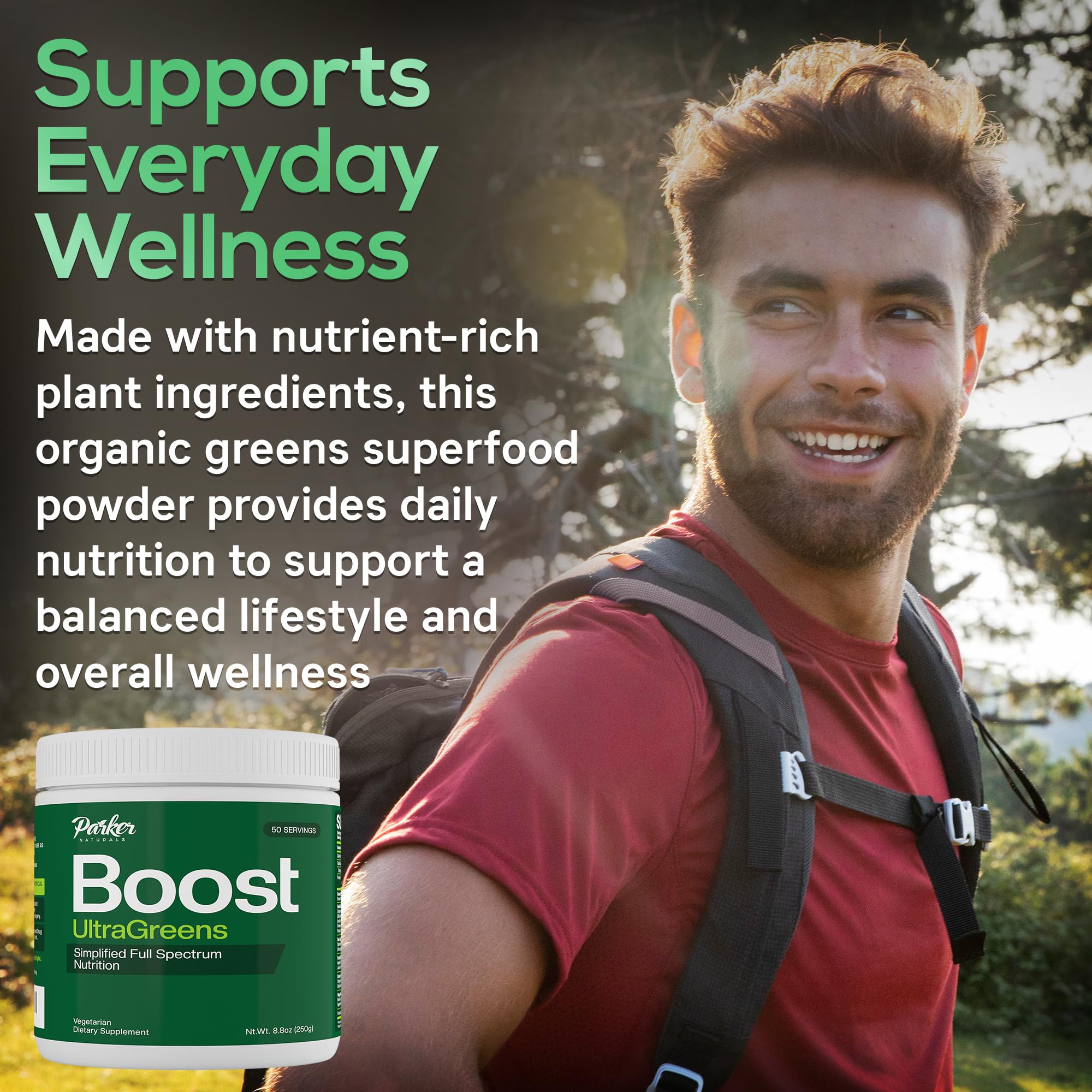Boost UltraGreens Super Greens Powder - Organic Spirulina, Grasses & Antioxidants | Premium Superfood for Daily Energy | Detox & Whole-Body Wellness - 50 Servings Parker Naturals buy supplements canada