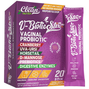 Clean Nutraceuticals Vaginal Probiotics for Women with Cranberry Extract, D-Mannose, Prebiotics, pH Balance for Women, Vaginal Health – Womens Probiotic Alternative to Gummies - 20 Stix Clean Nutraceuticals buy supplements canada